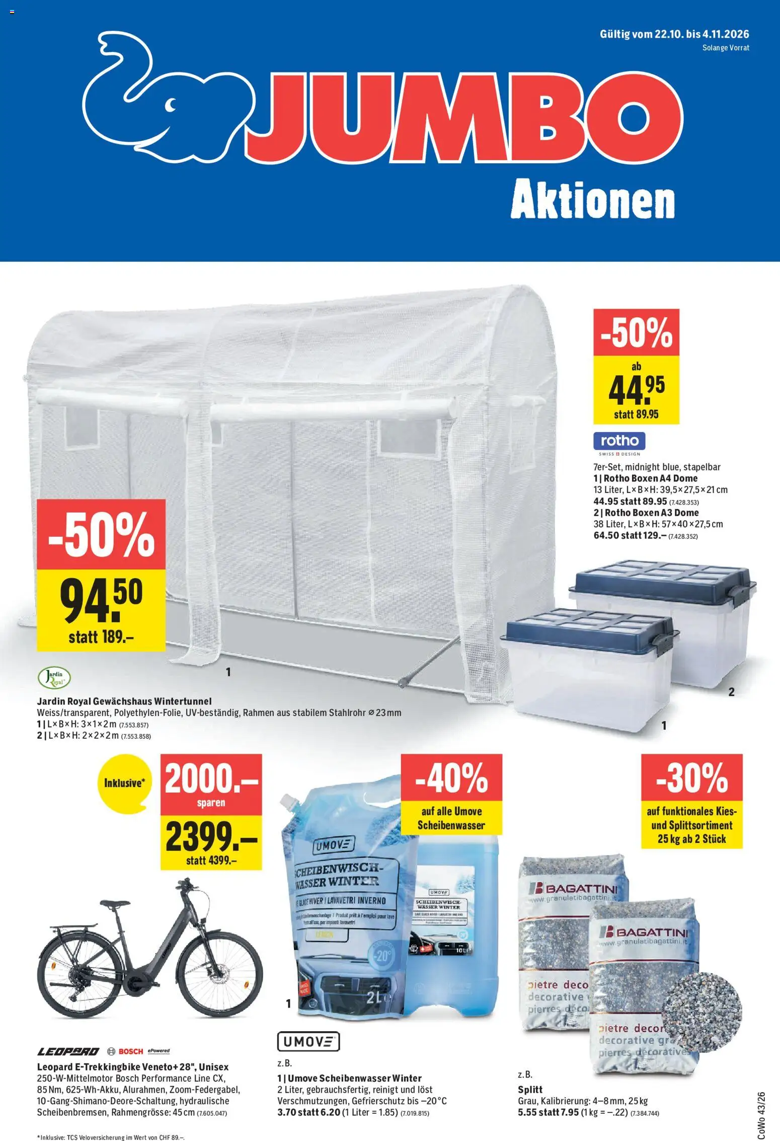 Vorschau des Merkblatts Jumbo aktionen vom Shop Jumbo gültig von 22.10.2026 bis 04.11.2026 - Glace, Wasser, Bosch