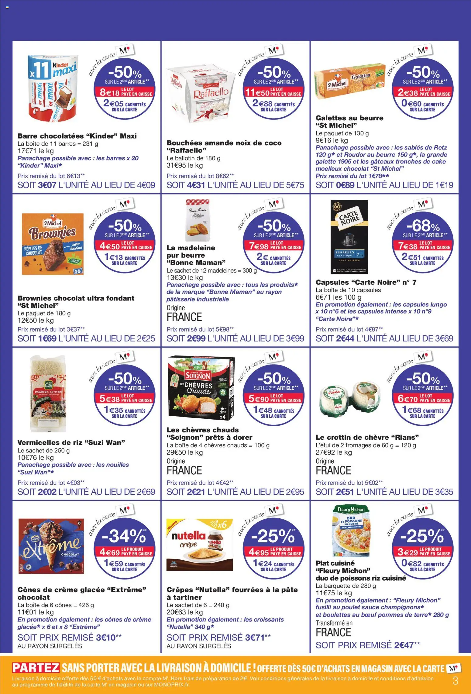 Prévisualisation de Monoprix catalogue du magasin Monoprix formulaire valide 08/09/2026 - Poissons, Poulet, Nutella, Amande, Riz, Raffaello, Bonne Maman, Kinder maxi