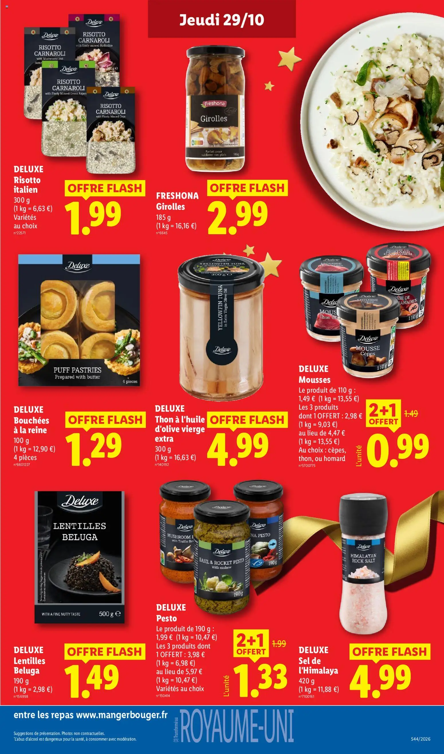 Prévisualisation de LIDL catalogue du magasin LIDL formulaire valide 29/10/2026 - Lentilles, Pesto, Thon, Homard, Mousse, Olive, Sel, Blé
