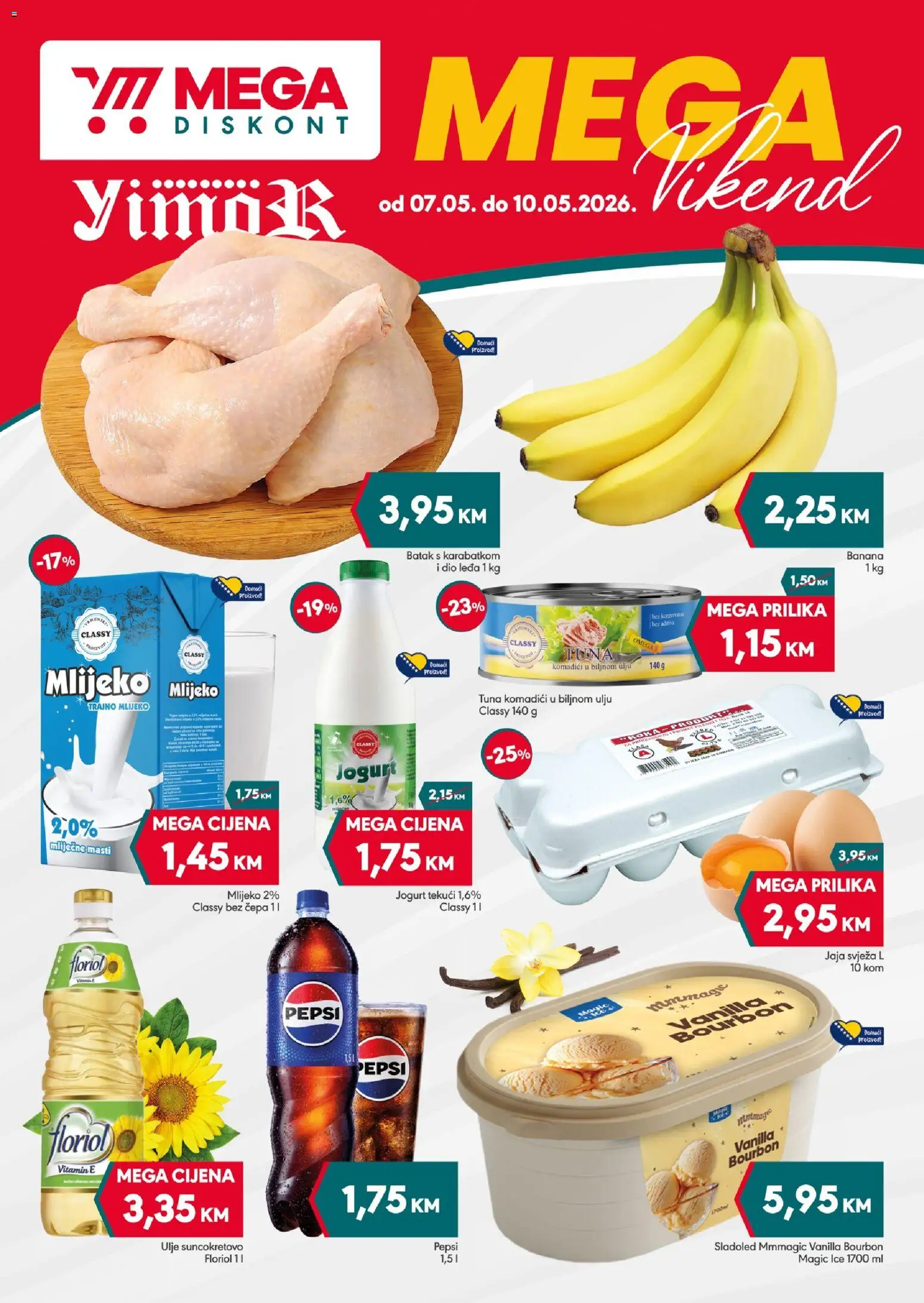 Pregled letka Mega Diskont Mega Vikend trgovine Mega Diskont vrijedi od 07.05.2026