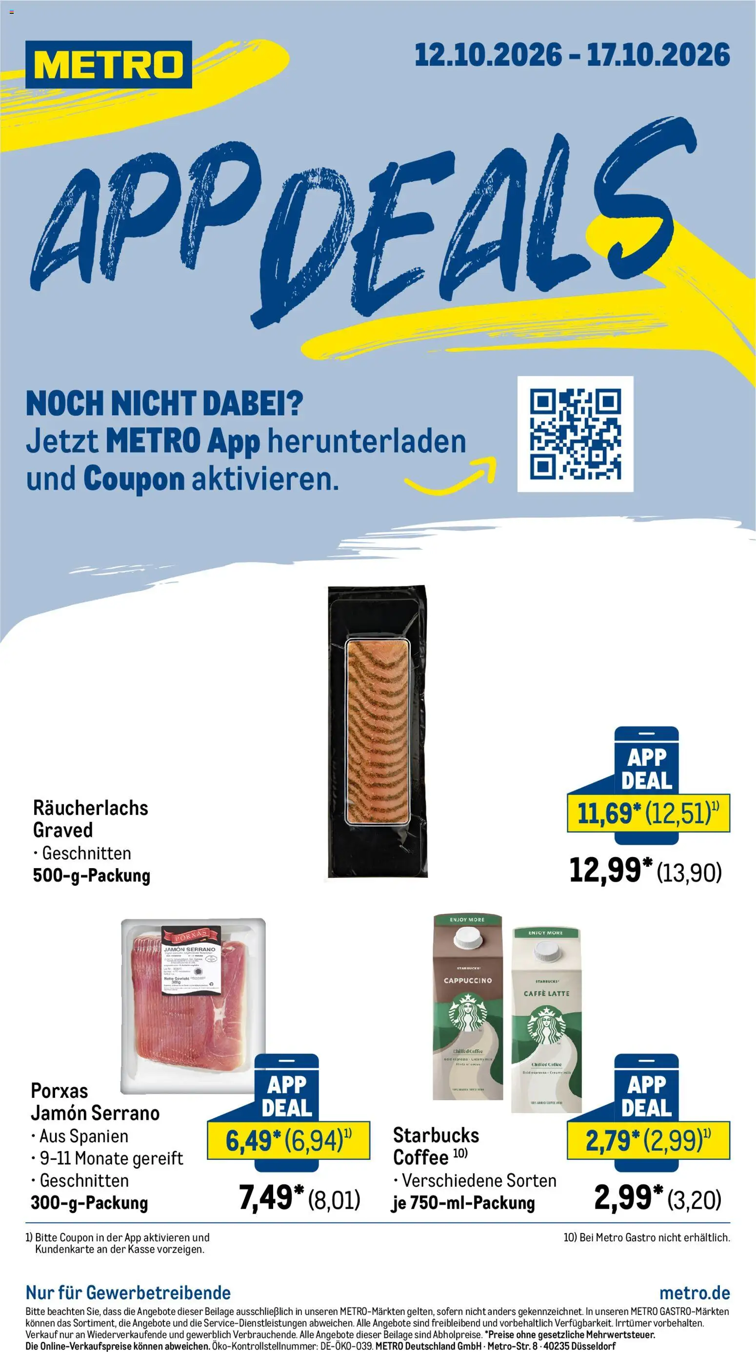 Vorschau von dem Prospekt des Geschäftes Metro, gültig ab dem 12.10.2026 - Starbucks, Gewicht, Räucherlachs