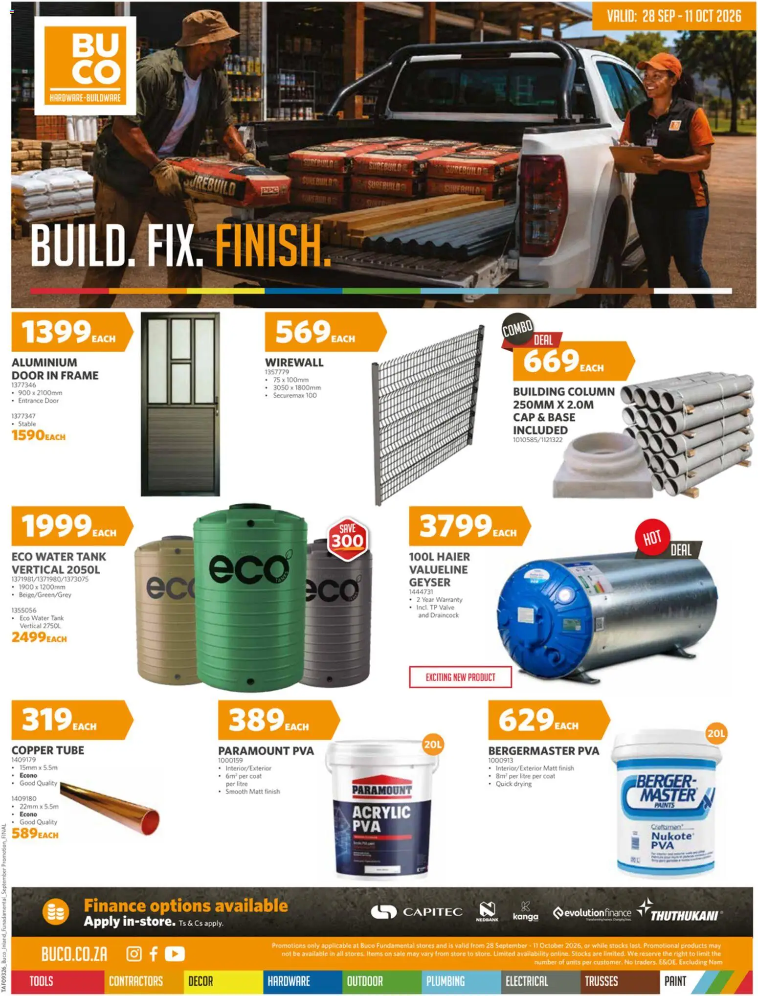Preview of BUCO flyer valid from 28/09/2026 - Cap, Paint, Geyser, Coat, Frame, Tank, Valve, Copper tube