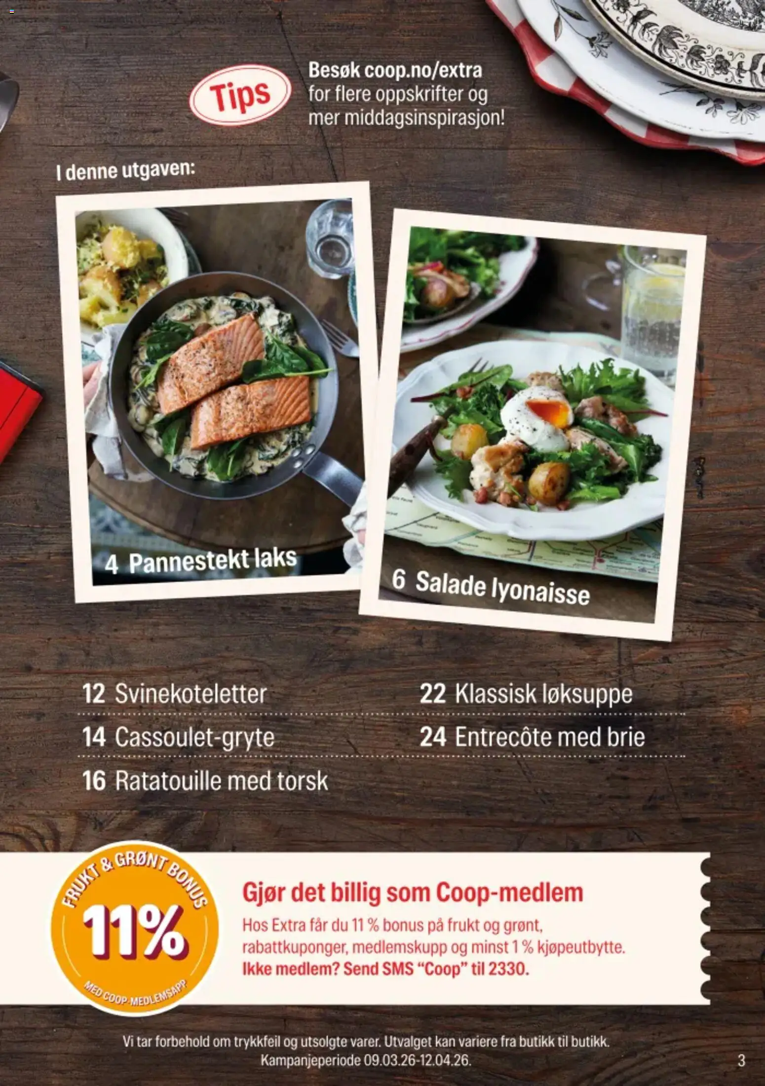 Forhåndsvis Coop Extra Middagsdisken Bonjour Frankrike fra butikk Coop Extra gyldig fra 10/03/2026