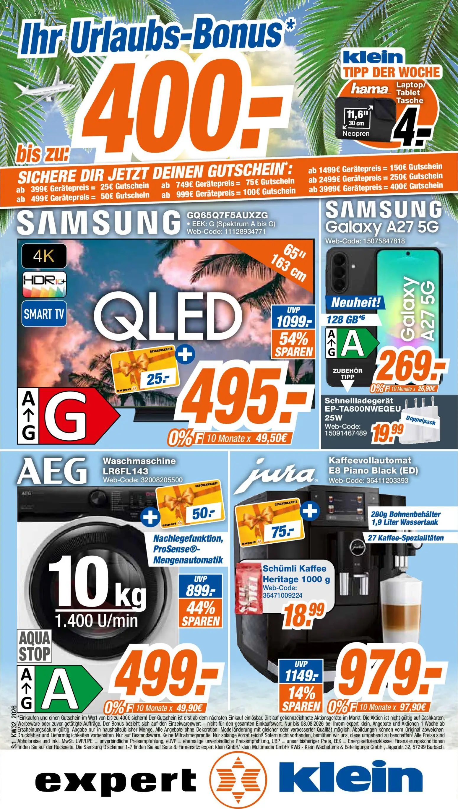 Vorschau von dem Prospekt des Geschäftes Expert, gültig ab dem 02.08.2026 - Samsung, Kaffee, Waschmaschine, TV, Kaffeevollautomat, Tablet, Smart TV, Jura