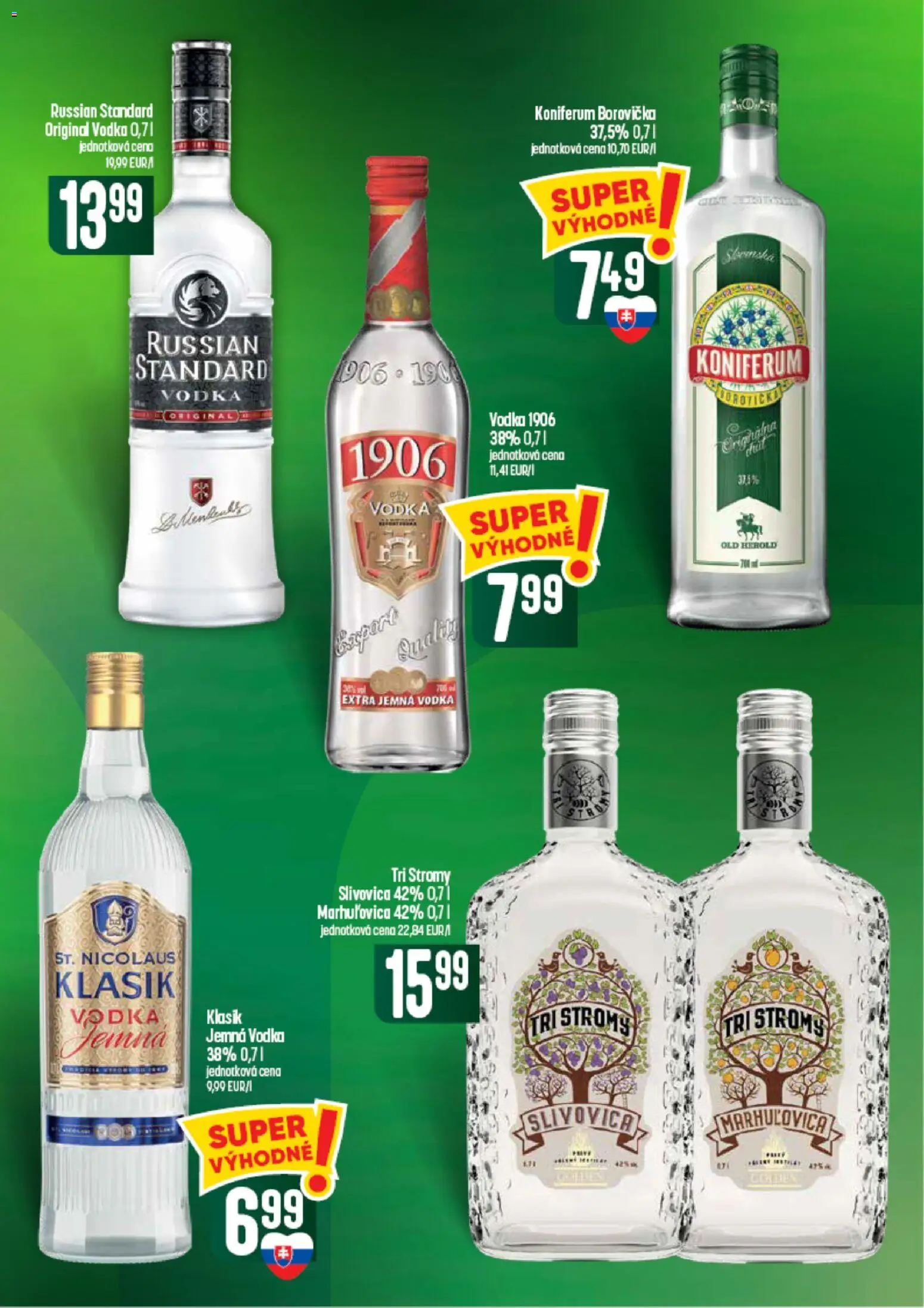 Náhľad COOP Jednota letáku platného od 10.09.2026 - Vodka, Borovička, Slivovica, Koniferum, Russian Standard
