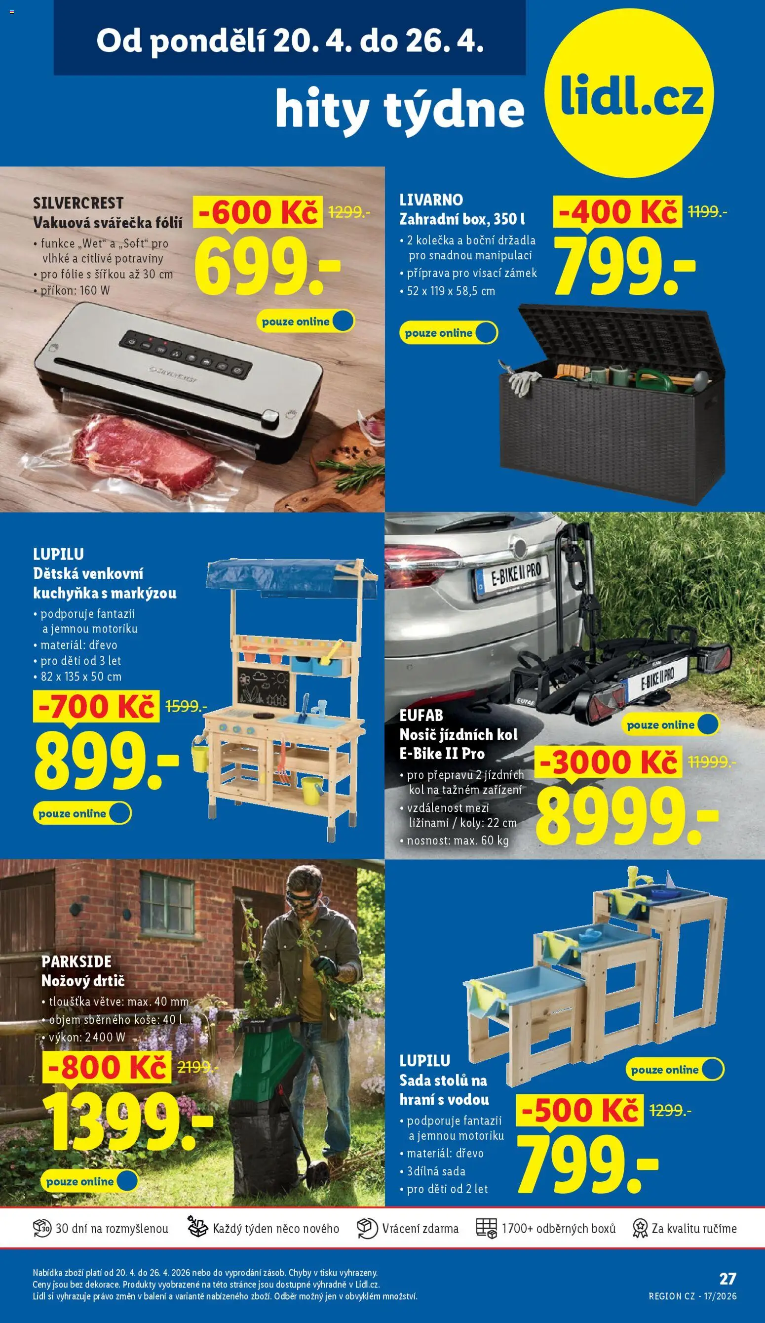 Náhled nabídky: Lidl Lidl leták - Hity týdne platný od 20.04.2026 - Potraviny, Parkside, Kuchyňka, Svářečka, Vakuová svářečka, Fólie, Drtič, Vakuová svářečka fólií