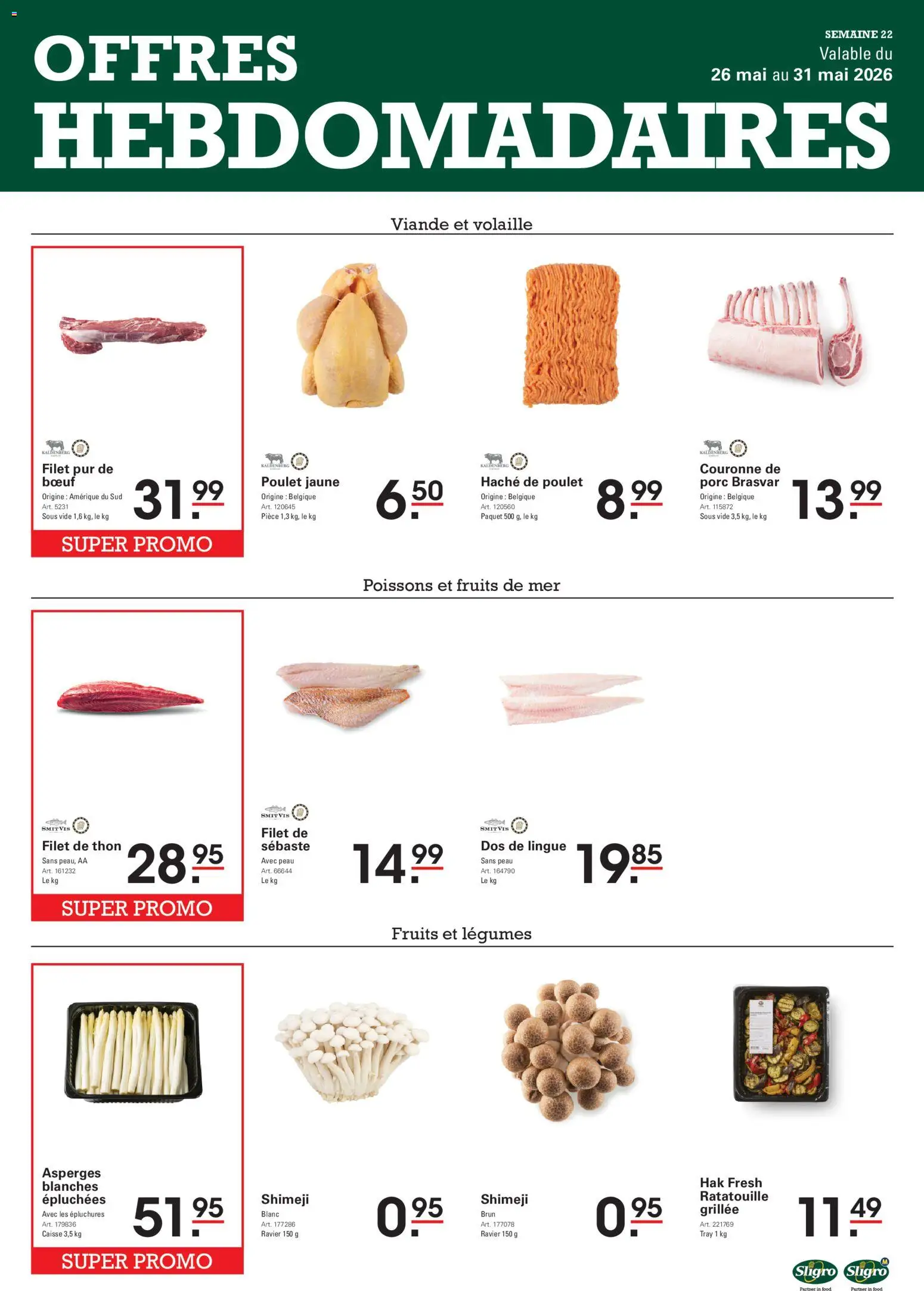 Voorbeeld van Sligro Publicité Offres ultra-frais van winkel Sligro geldig vanaf 26/05/2026 - Asperges, Filet