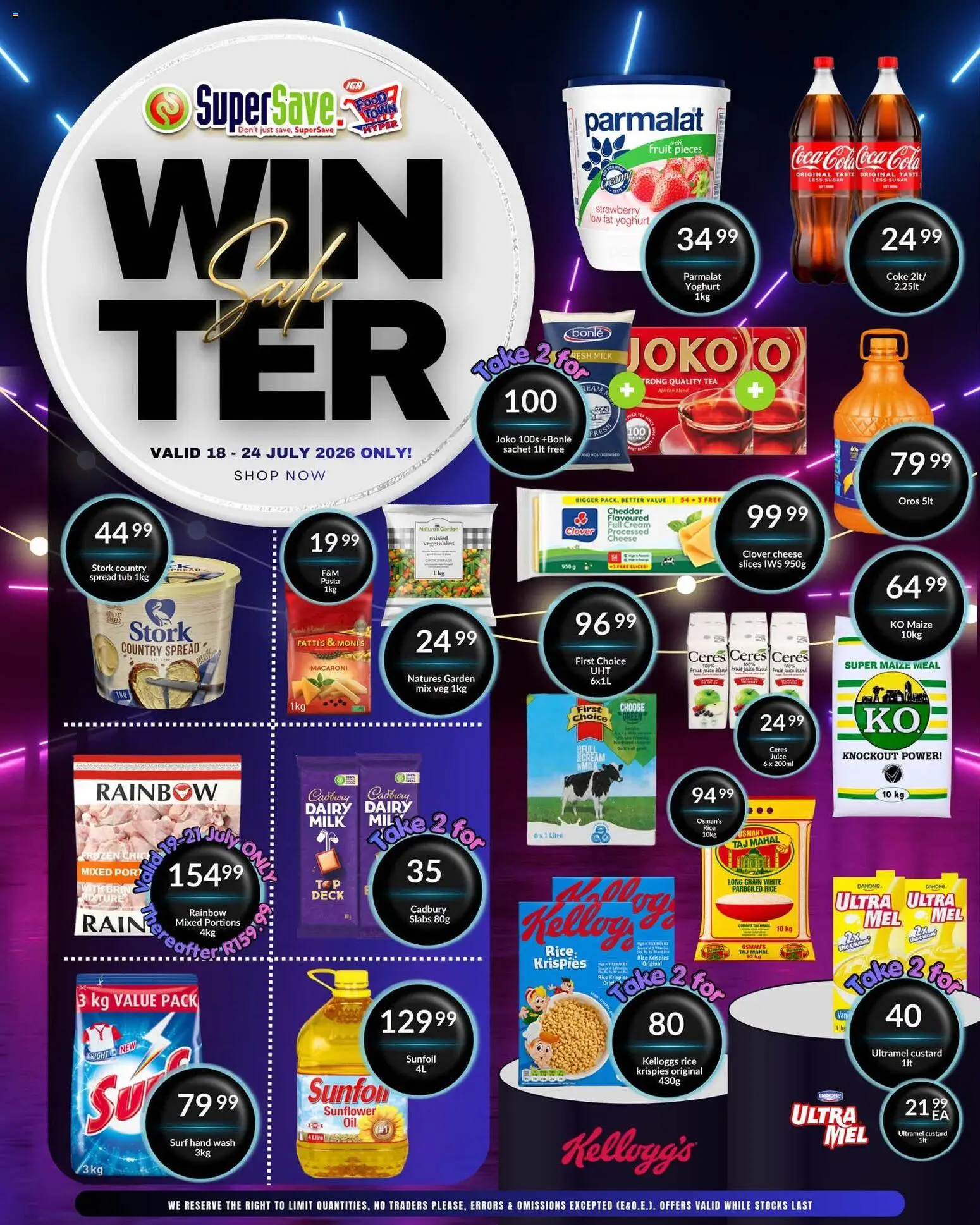 Preview of Super Save flyer valid from 18/07/2026 - Coke, Milk, Cheese, Juice, Sugar, Cream, Custard, Spread