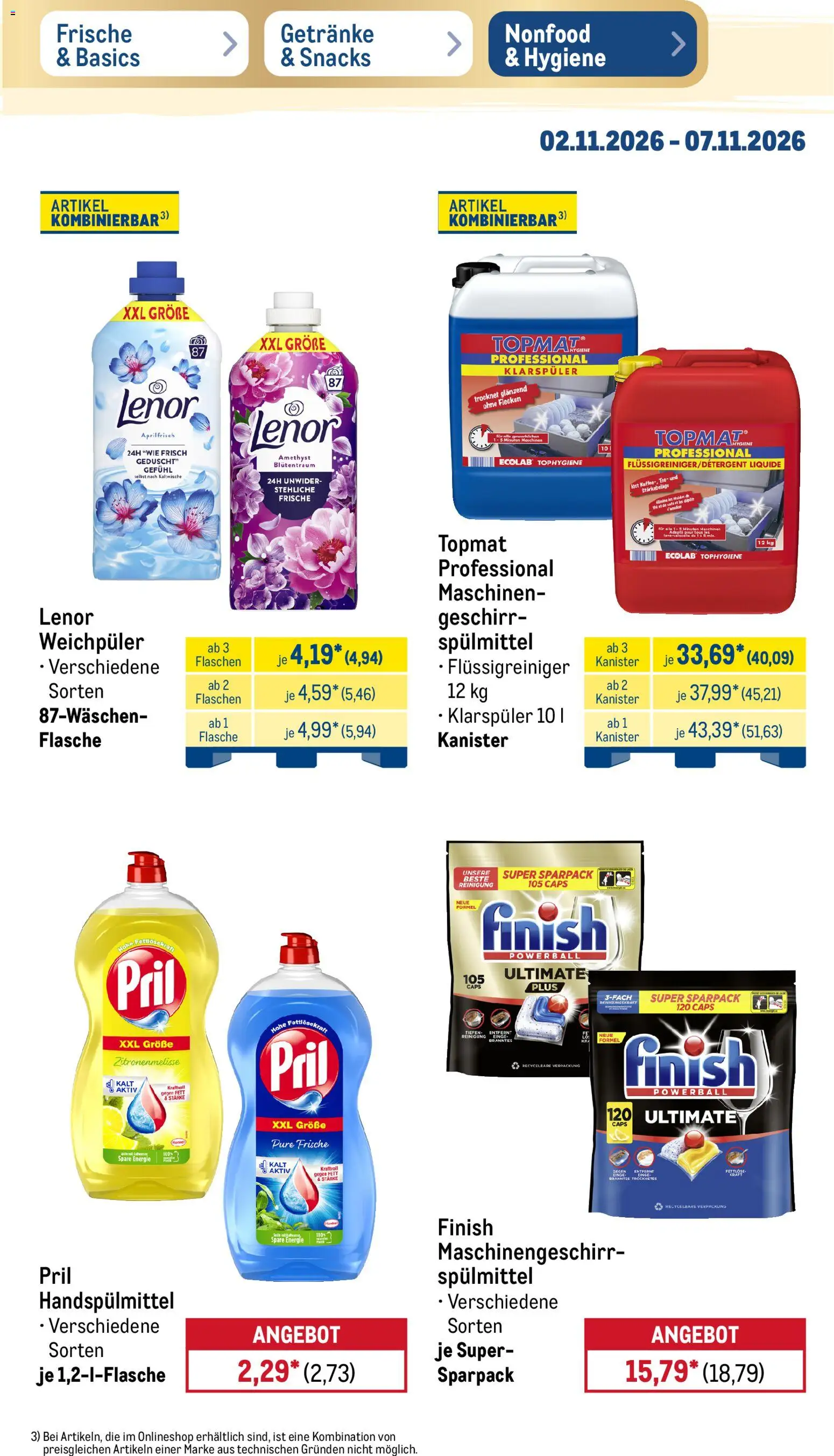 Vorschau von dem Prospekt des Geschäftes Metro, gültig ab dem 02.11.2026 - Lenor, Klarspüler, Finish, Pril