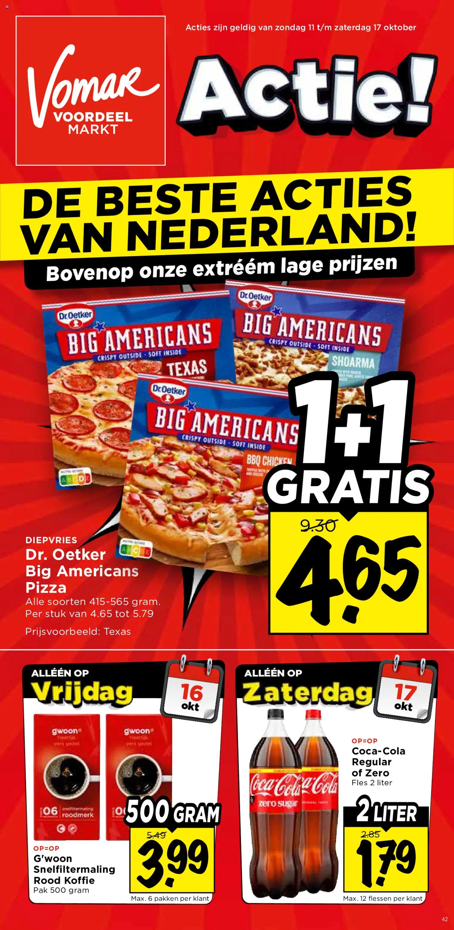 Voorbeeld van Vomar folder van winkel Vomar geldig vanaf 11-10-2026 - Pizza, Koffie, Coca Cola, Fles