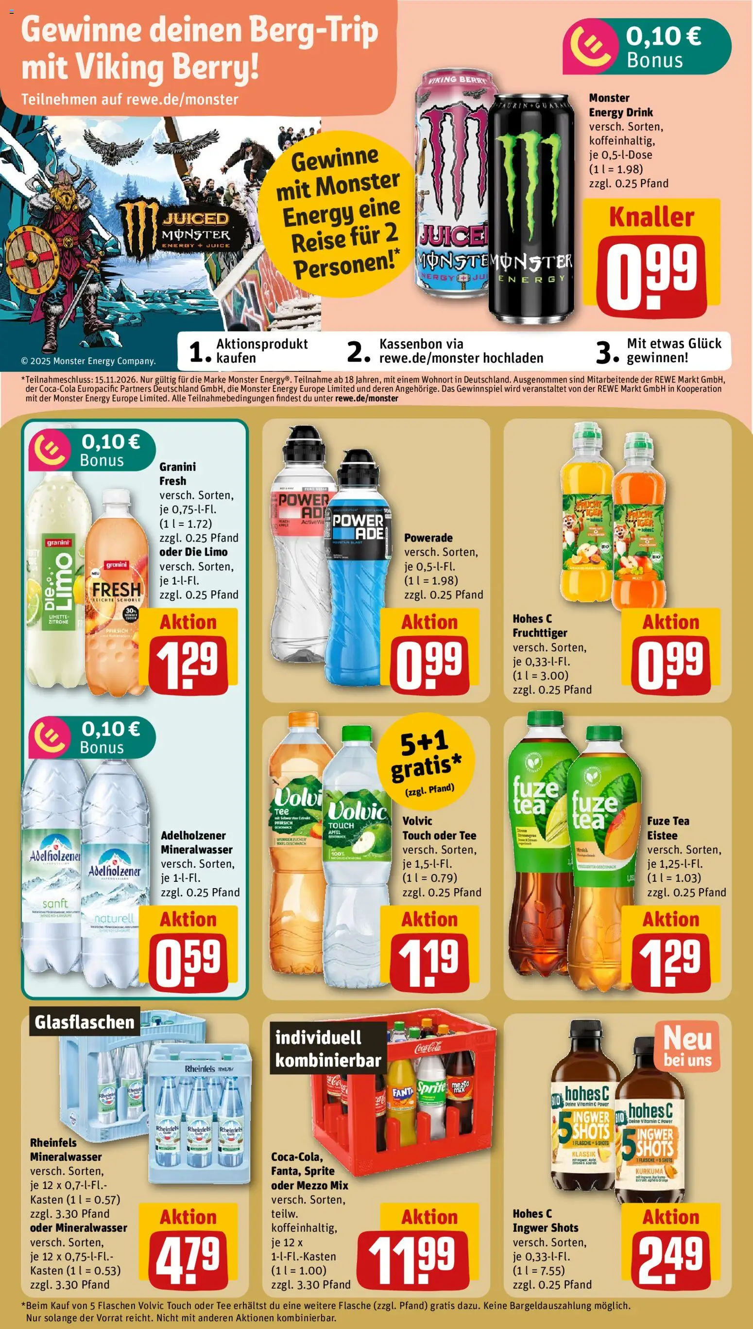 Vorschau von dem Prospekt des Geschäftes Rewe ihr Kaufpark, gültig ab dem 26.10.2026 - Zitrone, Fanta, Volvic, Adelholzener, Limette, Mezzo mix, Hohes c, Oder mezzo mix