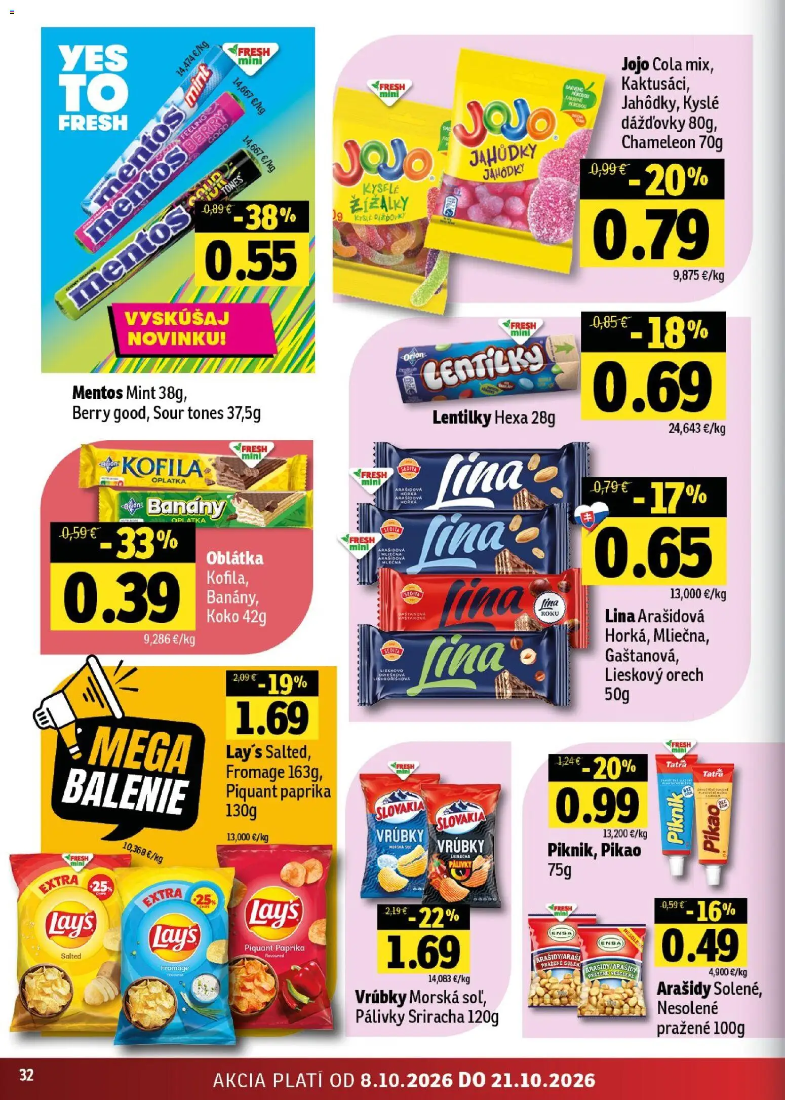 Náhľad Fresh letáku platného od 08.10.2026 - Paprika, Cola, Arašidy, Banány