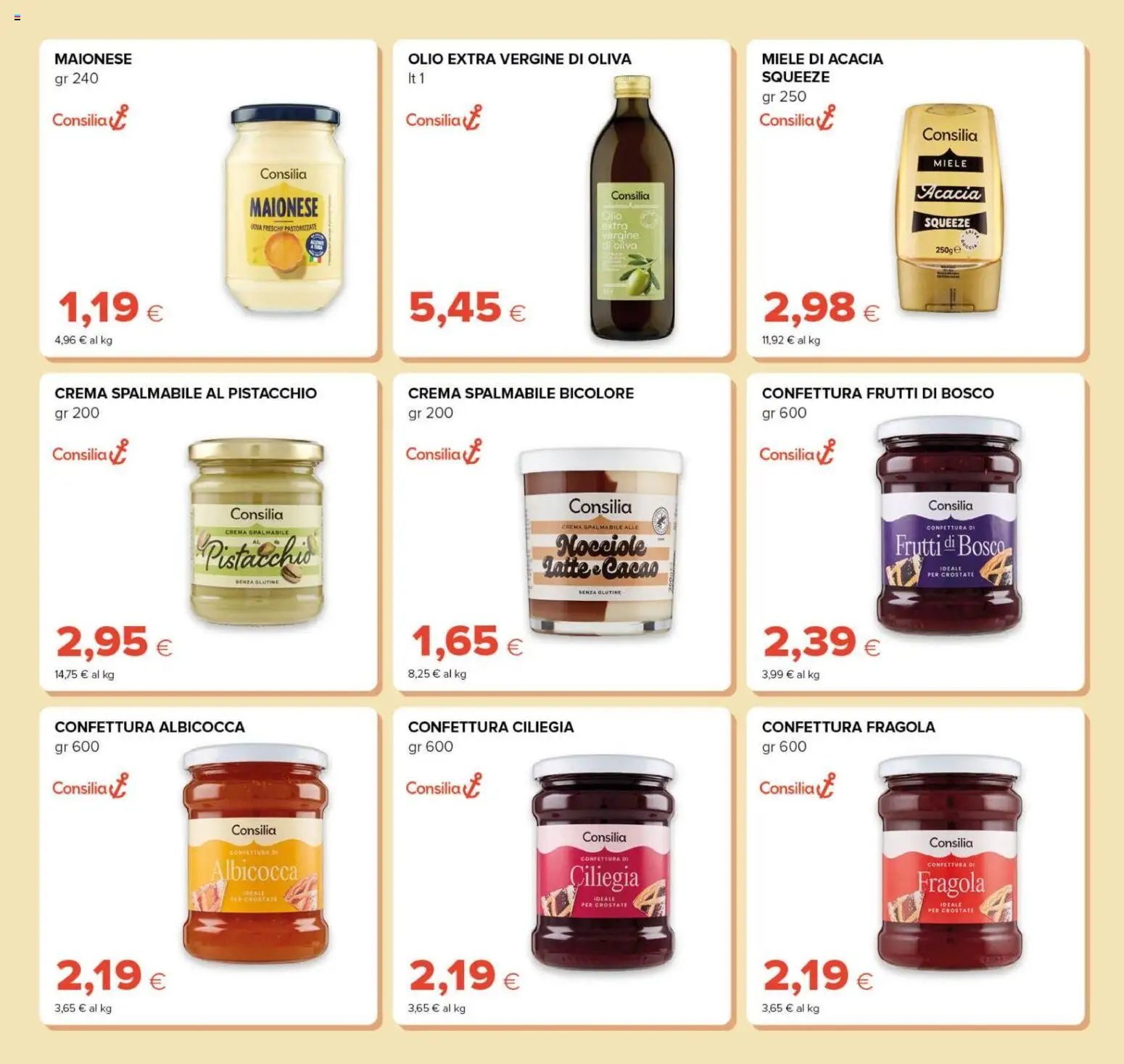 Anteprima dell'opuscolo Oasi volantino Prezzi Ribassati dal negozio Oasi valido da 21/10/2026 - Crema, Senza glutine, Miele, Latte, Pistacchio, Maionese, Nocciole, Cacao