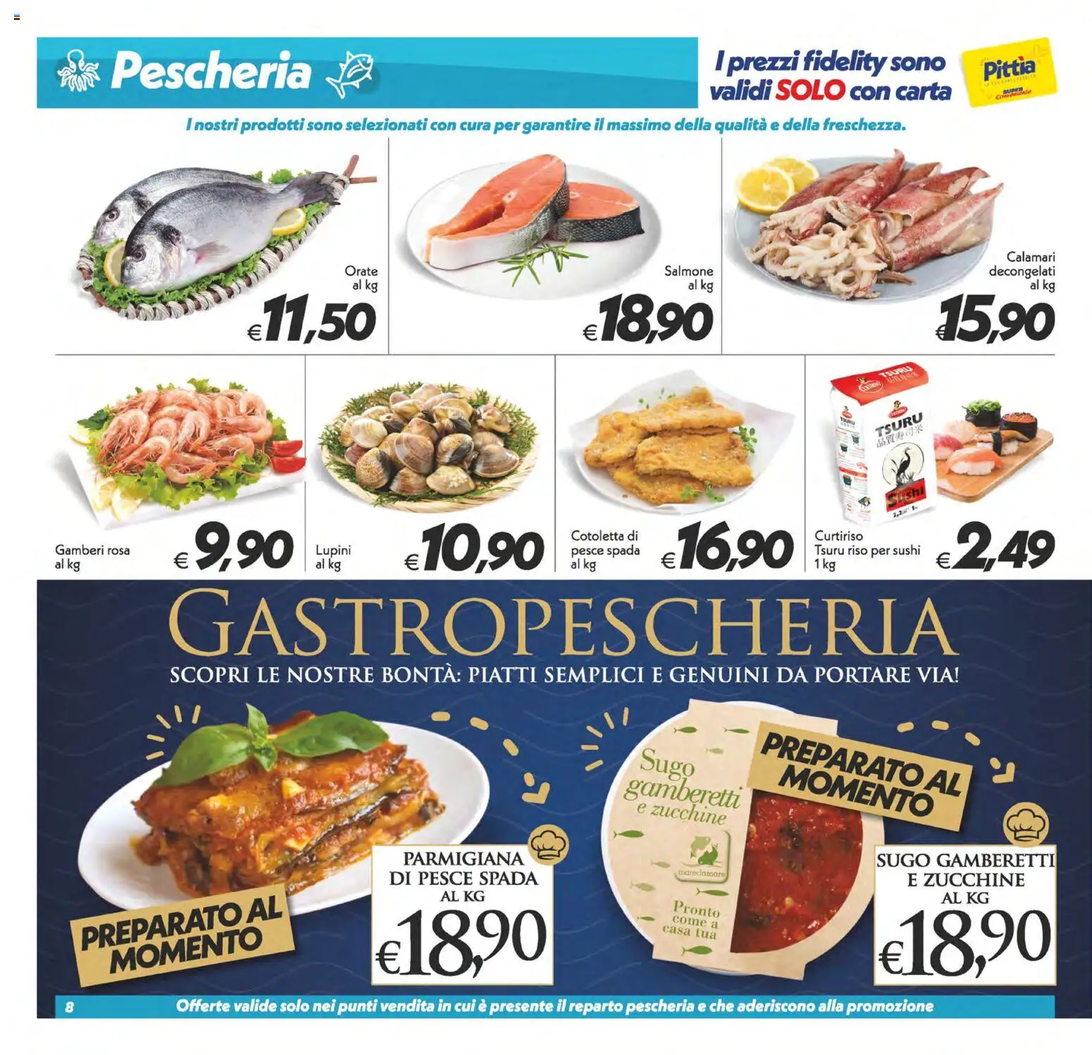 Anteprima dell'opuscolo SuperConveniente volantino Gela, Vittoria dal negozio SuperConveniente valido da 23/10/2026 - Sushi, Pesce, Zucchine, Riso, Calamari, Gamberi, Sugo, Gamberetti