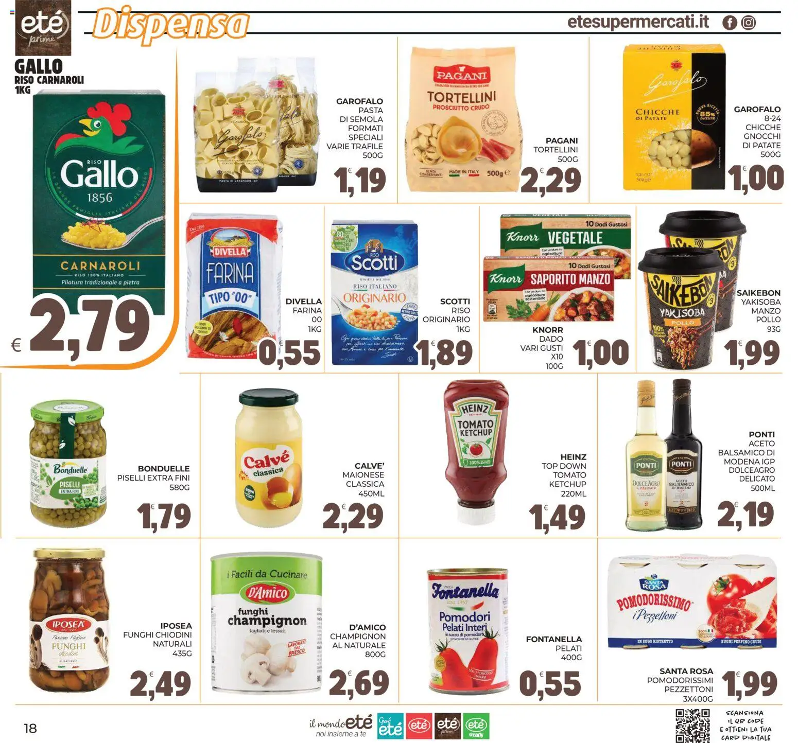 Anteprima dell'opuscolo Eté volantino Prime dal negozio Eté valido da 23/10/2026 - Pasta, Manzo, Farina, Ketchup, Semola, Riso Carnaroli, Garofalo, Succo
