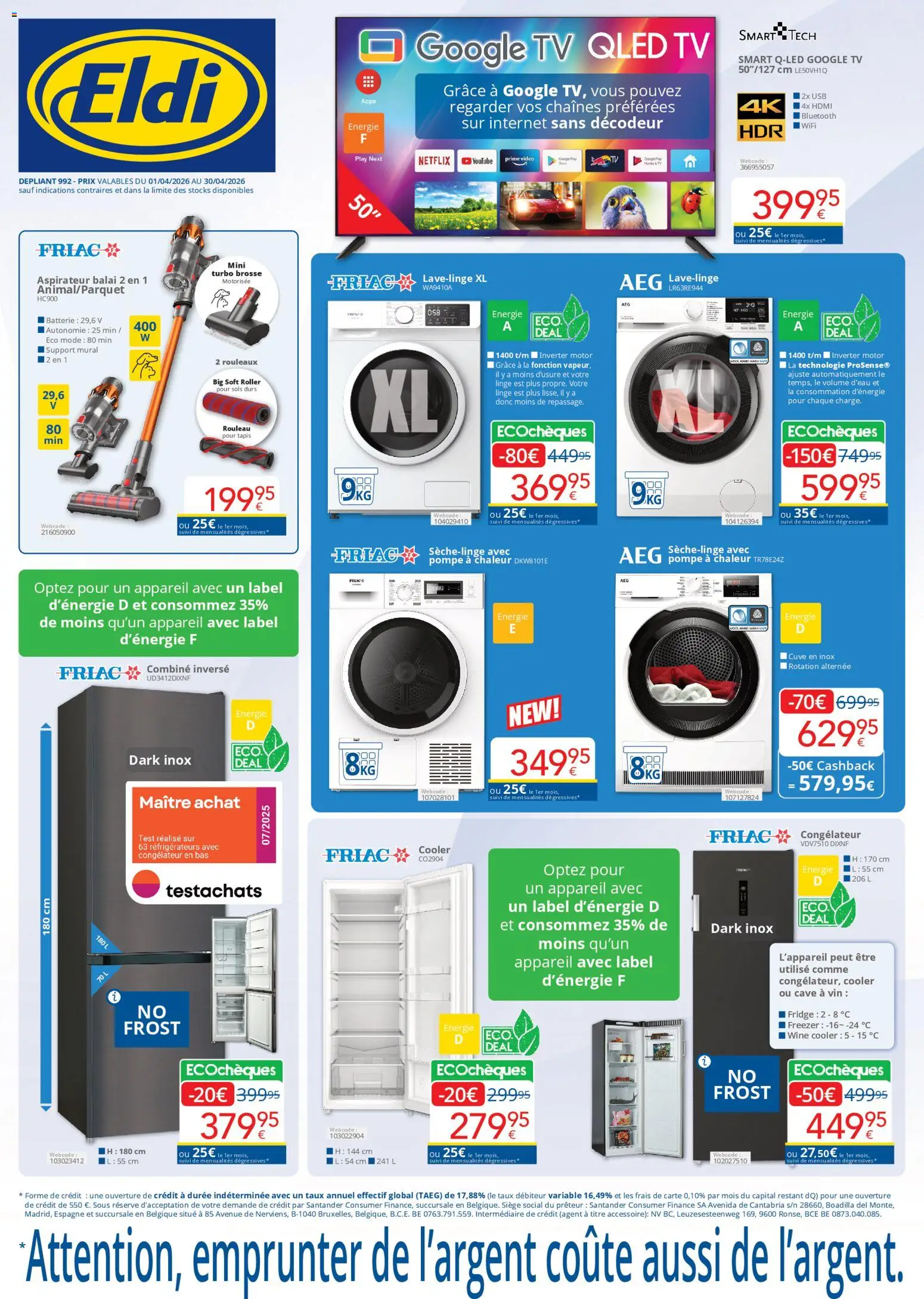 Voorbeeld van Eldi Publicité van winkel Eldi geldig vanaf 01/04/2026 - Tv, La, Bluetooth, Usb