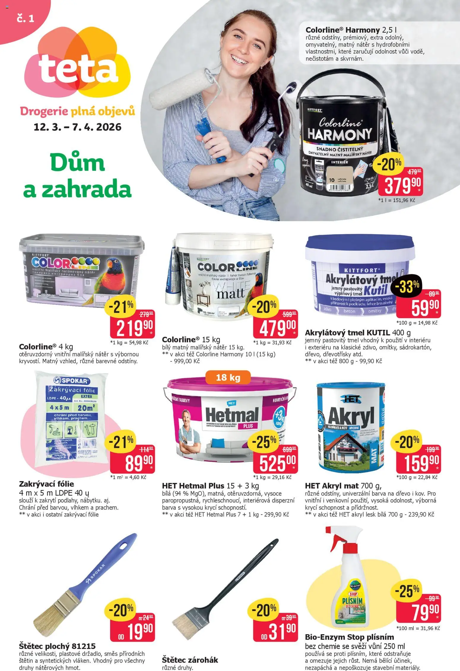 Náhled nabídky: TETA Drogerie TETA Drogerie leták - Dům a zahrada platný od 12.03.2026 - Drogerie, Zahrada, Štětec, Fólie