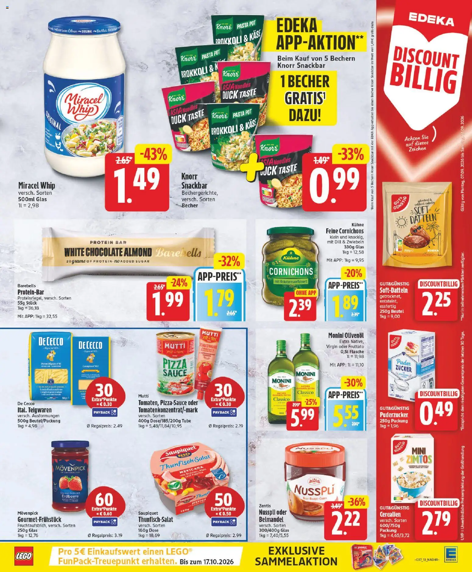 Vorschau von dem Prospekt des Geschäftes Edeka, gültig ab dem 07.09.2026 - Pizza, Käse, Brokkoli, Dill, Tomaten, Puder, Zentis nusspli, Olivenol