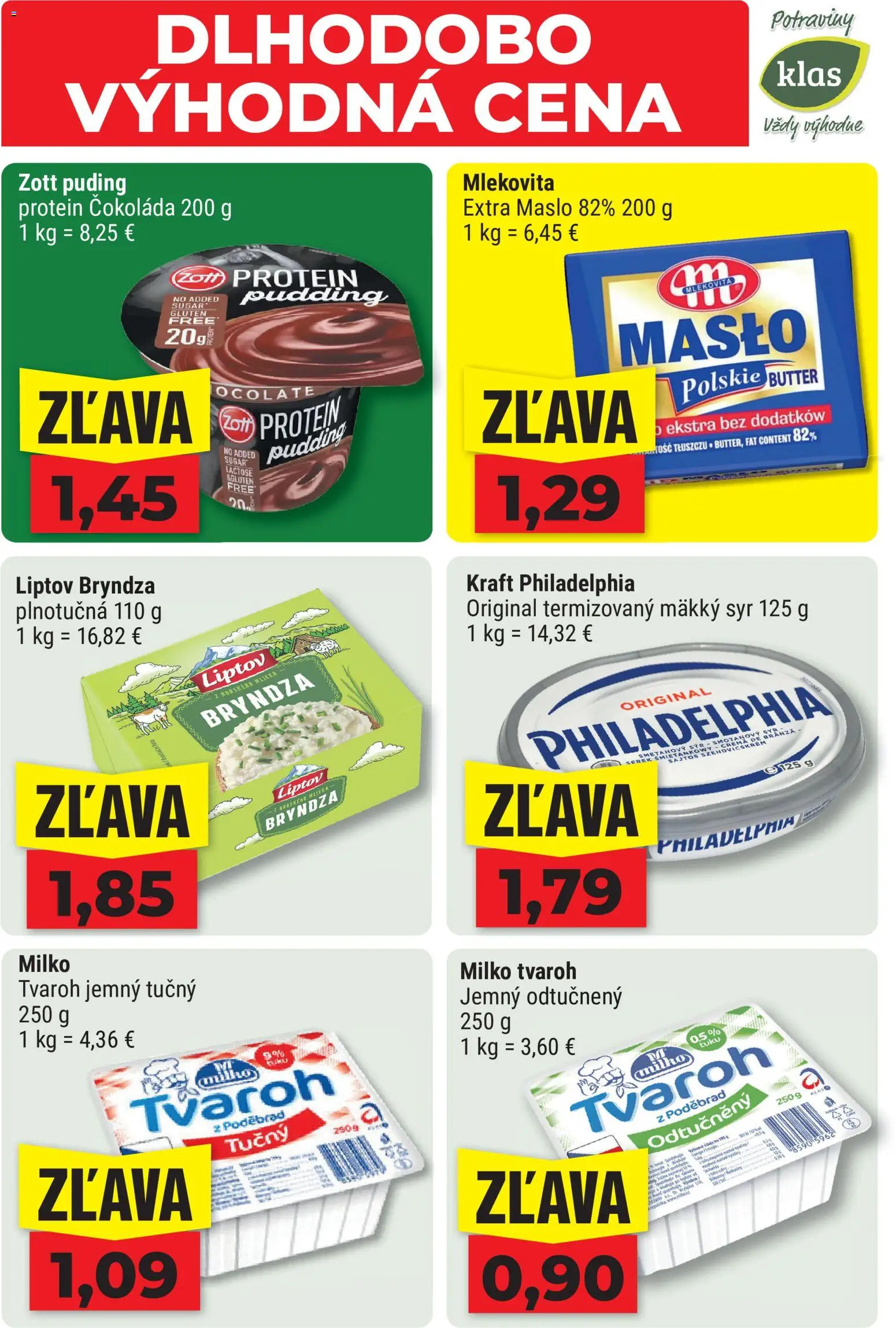 Náhľad Klas letáku platného od 10.08.2026 - Protein, Syr, Čokoláda, Tvaroh, Bryndza, Puding, Smotanový syr, Mäkký syr