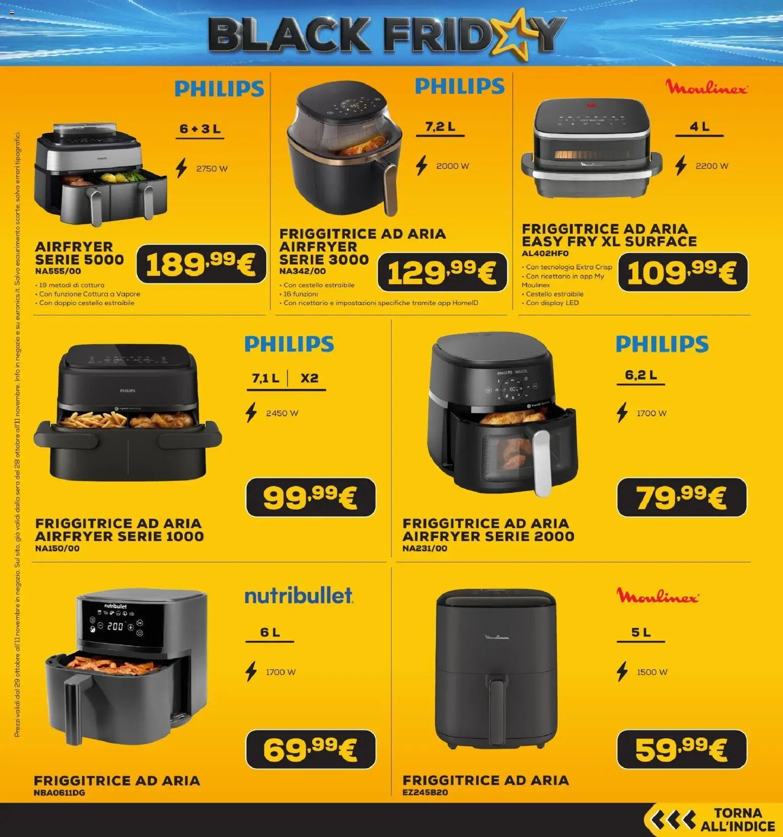 Anteprima dell'opuscolo Euronics Black Friday dal negozio Euronics valido da 29/10/2026 - Friggitrice ad aria, Friggitrice