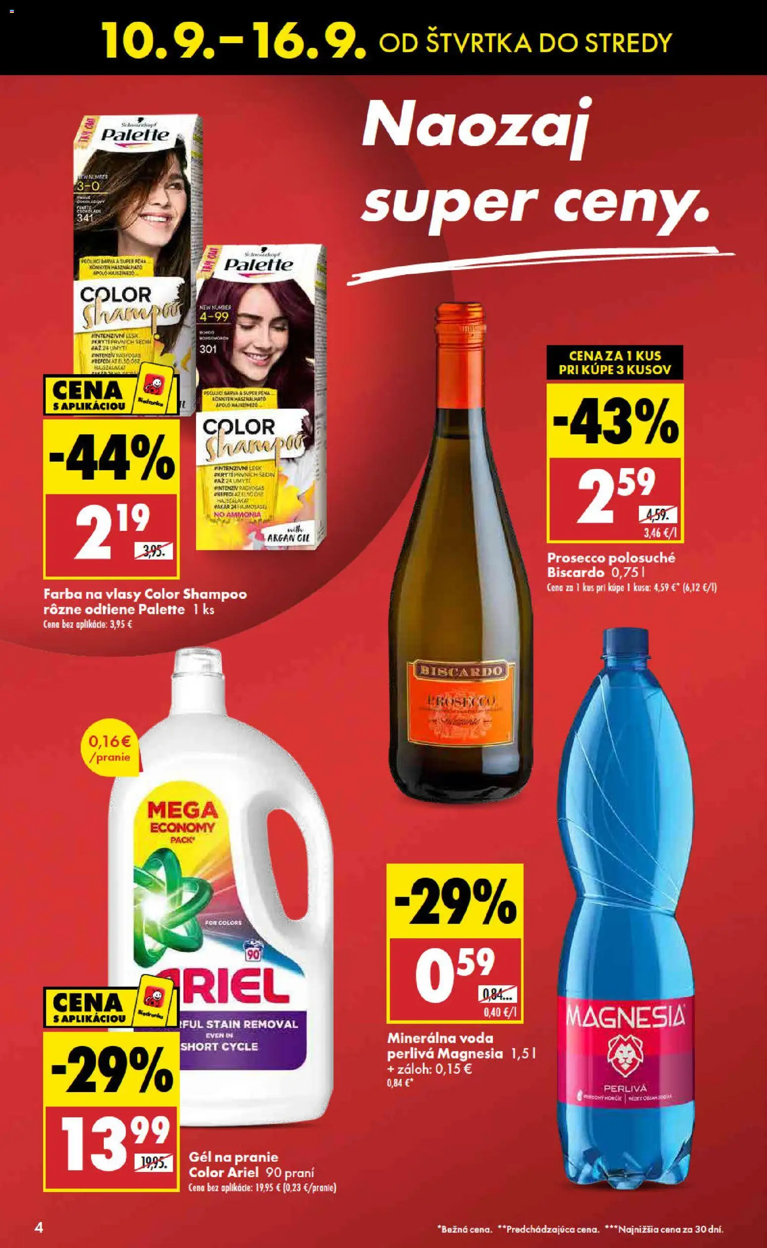 Náhľad Biedronka letáku platného od 10.09.2026 - Voda, Prosecco, Farba na vlasy, Ariel, Pena, Magnesia, Minerálna voda, Gél na pranie