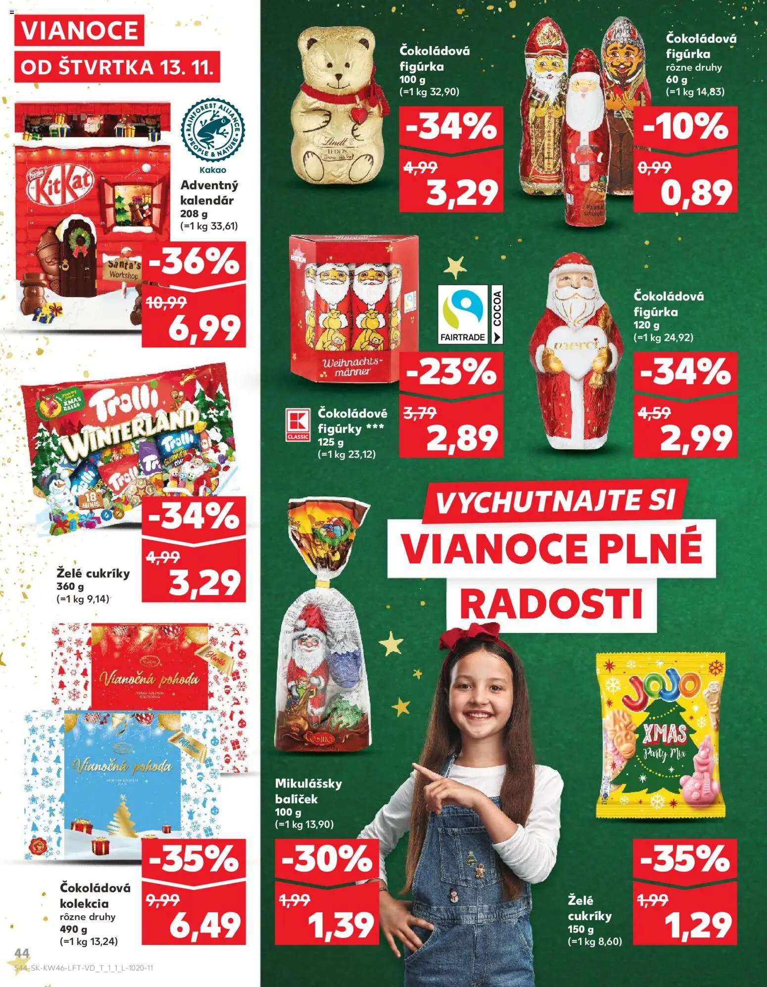 Náhľad Kaufland letáku platného od 13.11.2025 - Adventný kalendár, Lindt, Merci, Kakao, Cukríky