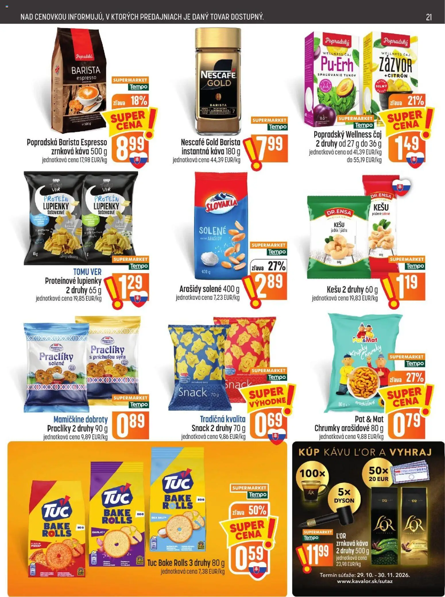 Náhľad COOP Jednota letáku platného od 29.10.2026 - Káva, Protein, Cibuľa, Zrnková káva, Barista, Instantná káva, Kešu, Nescafé Gold