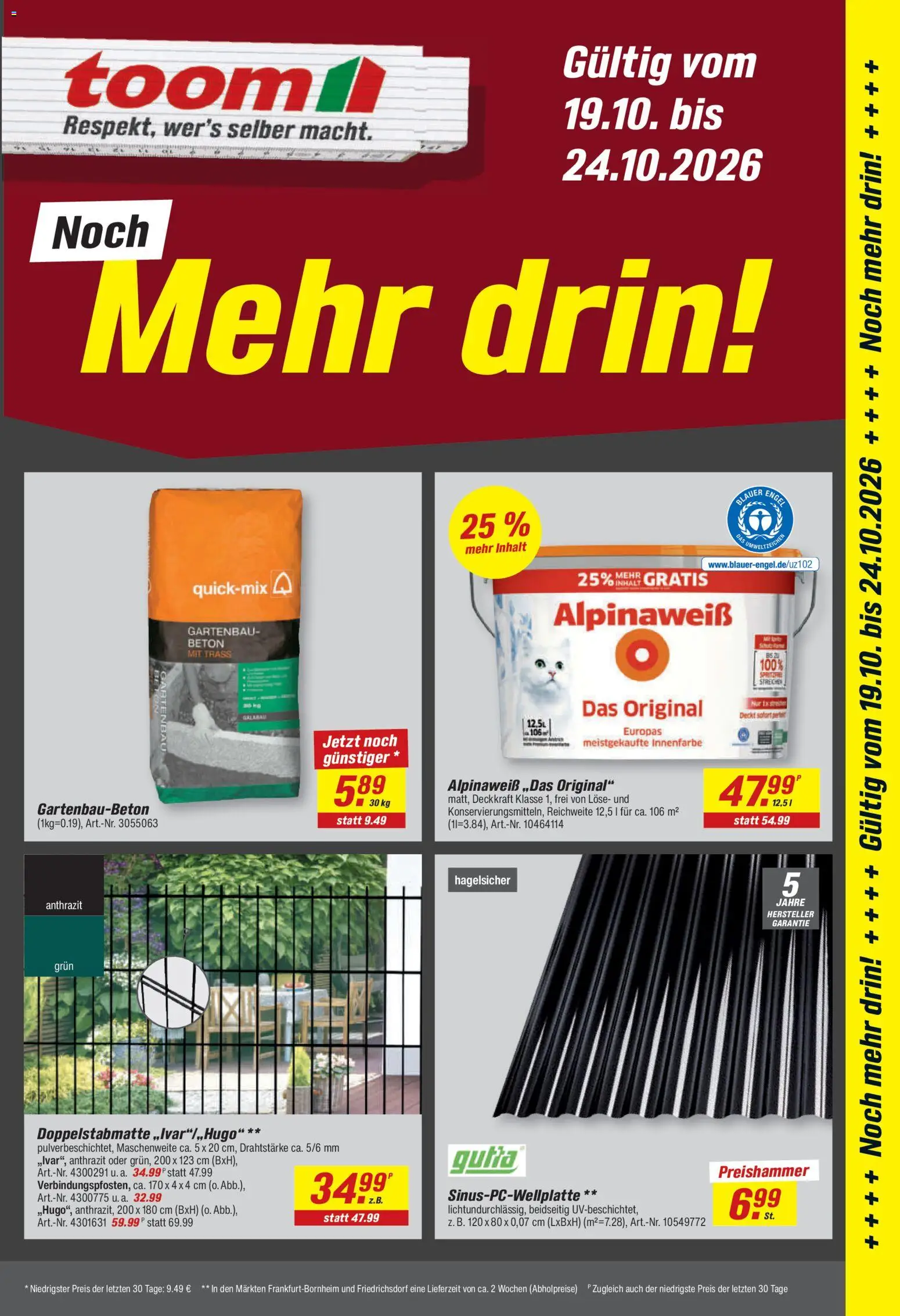 Vorschau von dem Prospekt des Geschäftes Toom Baumarkt, gültig ab dem 19.10.2026
