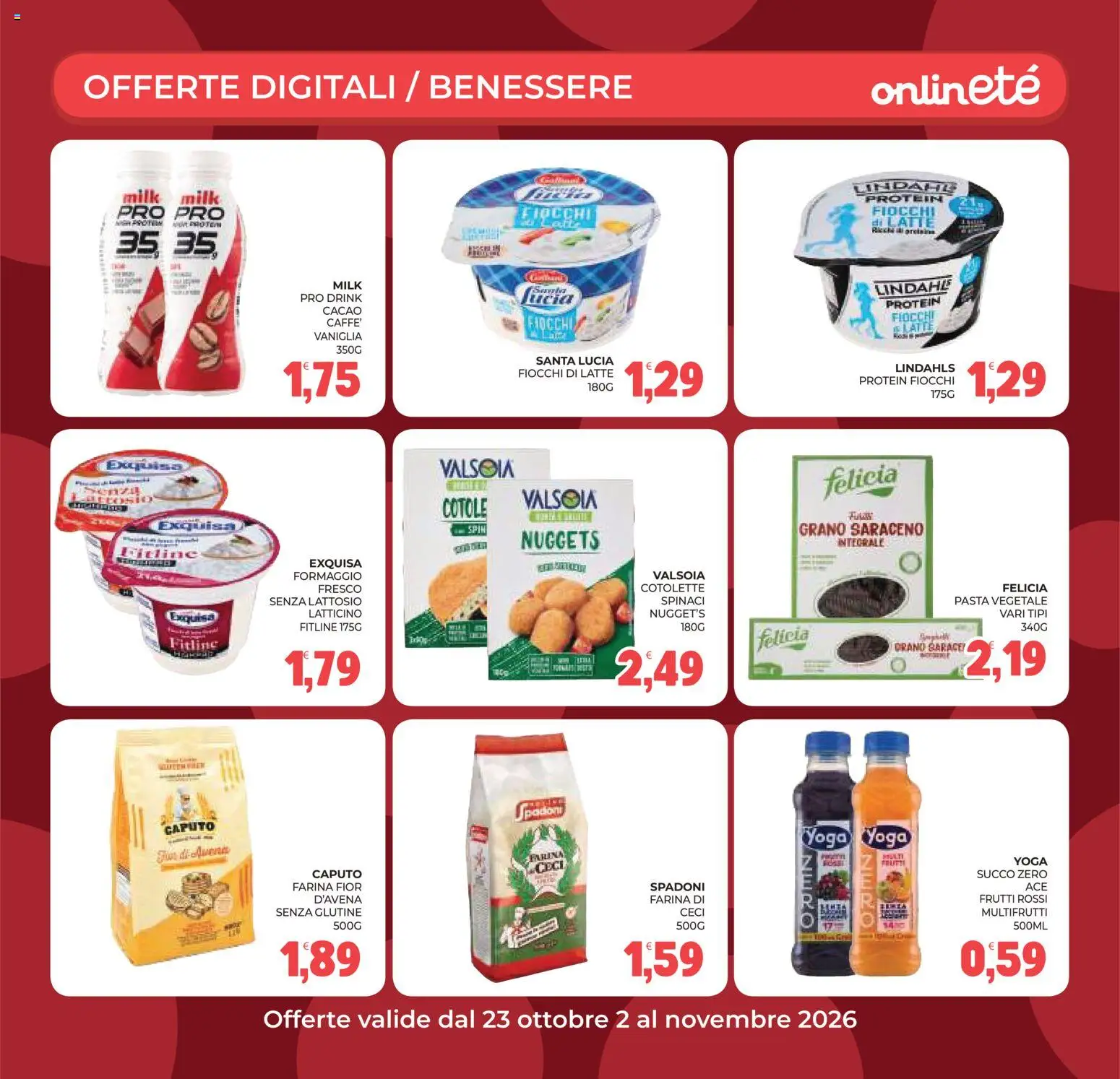 Anteprima dell'opuscolo Eté volantino dal negozio Eté valido da 23/10/2026 - Senza glutine, Latte, Formaggio, Fiocchi di latte, Spinaci, Fiocchi, Vaniglia, Succo