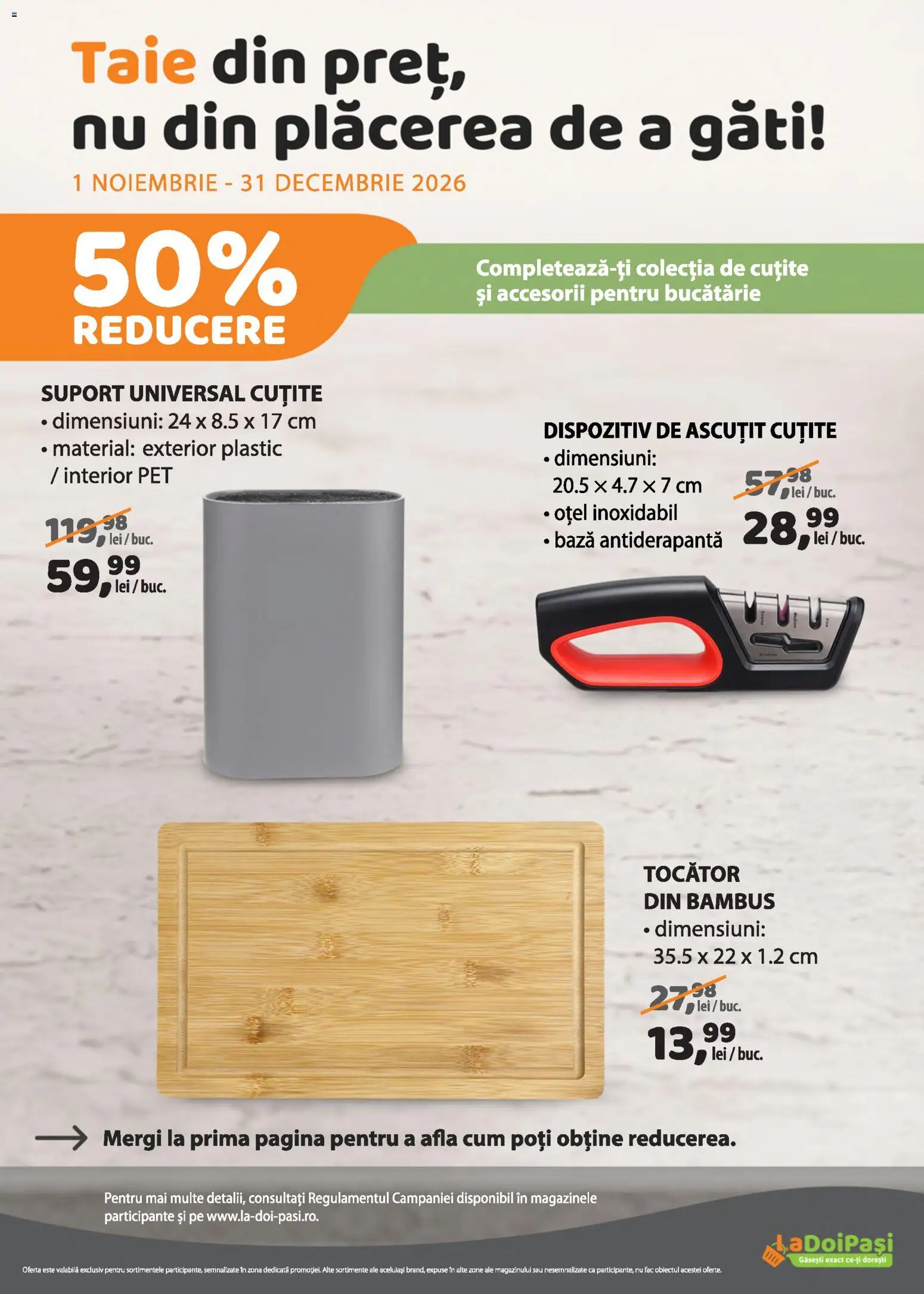Previzualizarea de cataloage: LaDoiPași LaDoiPași Catalog valabil de la 01.11.2026 - Bucătărie, Tocător, Suport