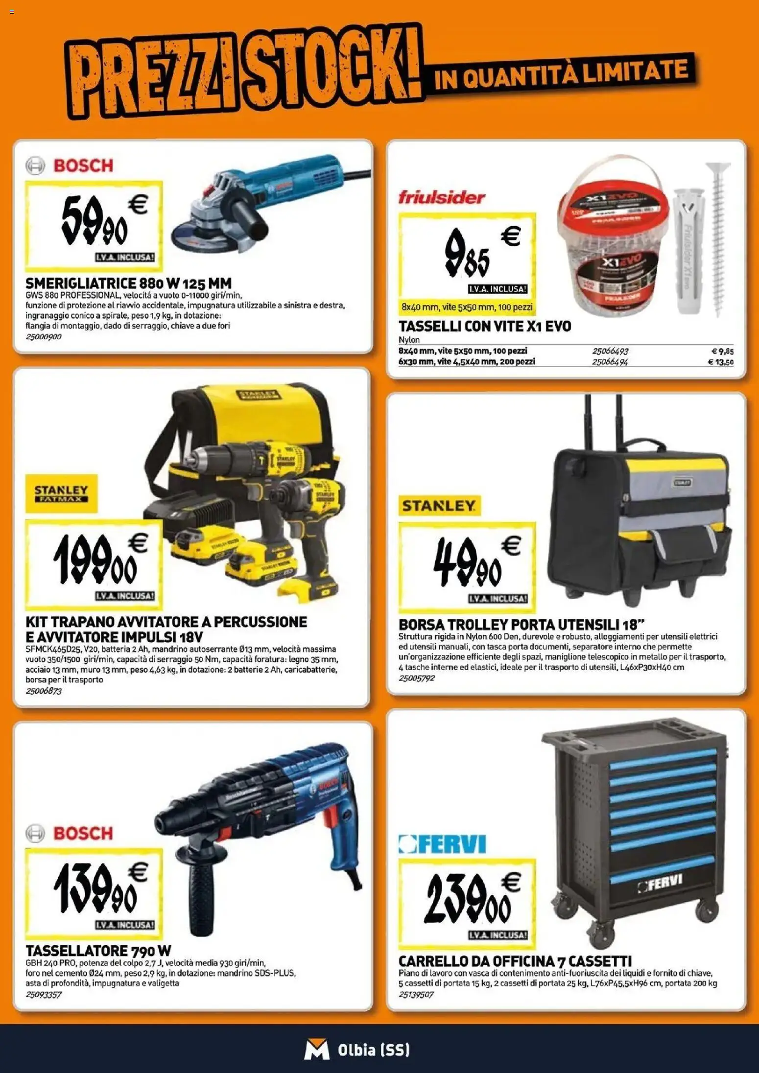 Anteprima dell'opuscolo TECNOMAT catalogo Olbia dal negozio TECNOMAT valido da 29/10/2026 - Borsa, Porta, Smerigliatrice, Trapano, Cemento, Avvitatore, Batterie, Tasche