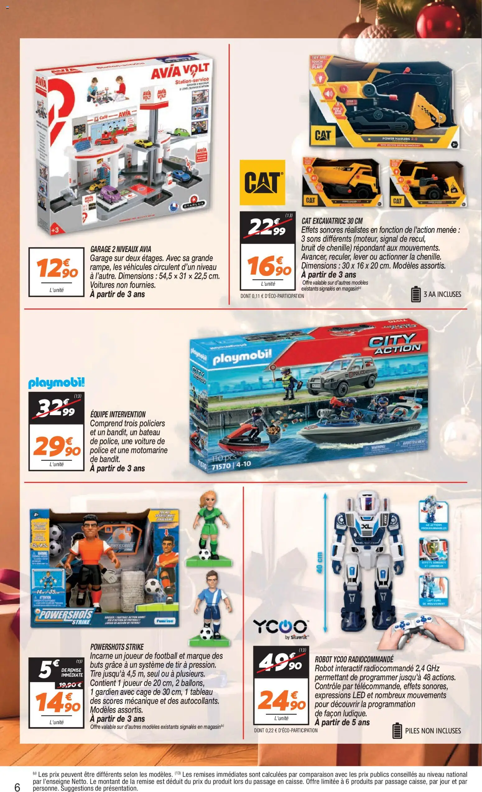 Prévisualisation de Netto - Jouets noël du magasin Netto formulaire valide 03/11/2026 - Café, Garage, Playmobil, Tableau, Robot, Piles, Joueur, Cage