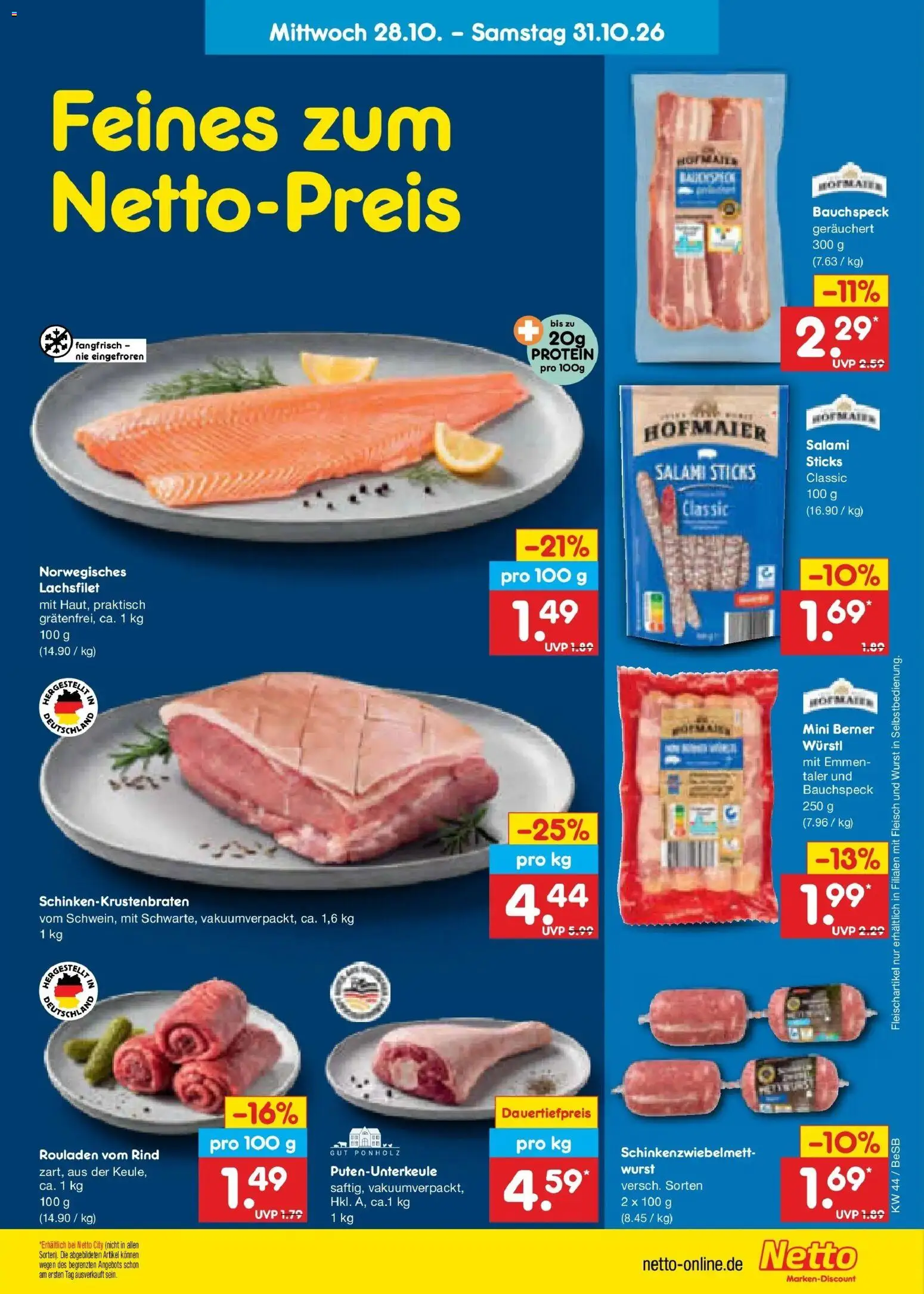Vorschau von dem Prospekt des Geschäftes Netto Marken-Discount, gültig ab dem 28.10.2026 - Wurst, Fleisch, Salami