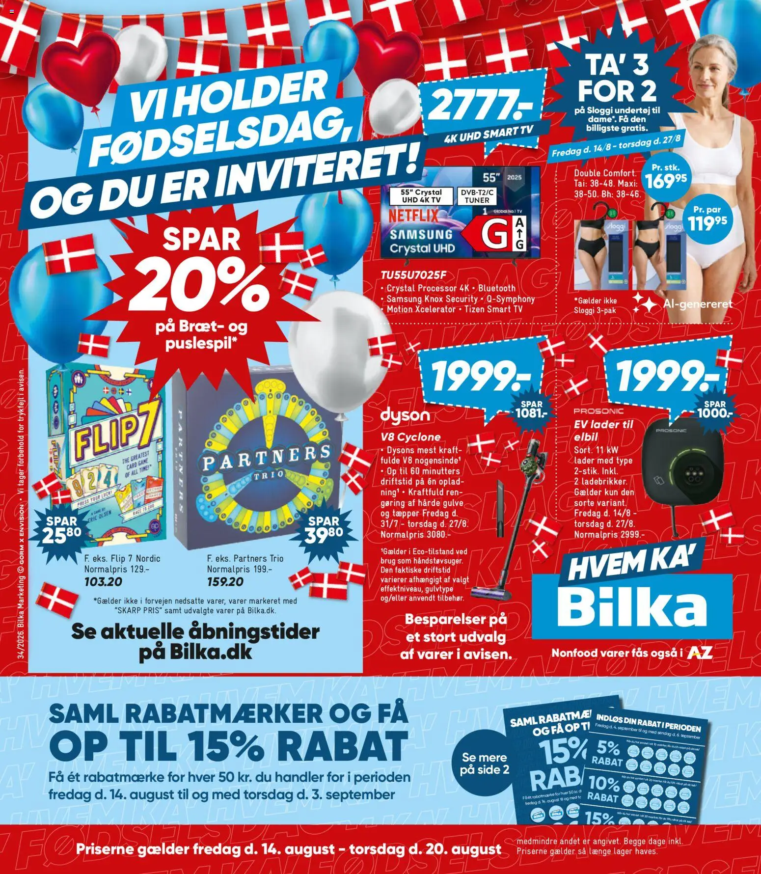 Eksempel på tilbudsavis Bilka - Nonfood fra butik Bilka gyldig fra 14/08/2026 - TV, BH, Smart TV, Undertøj, Søm, Processor