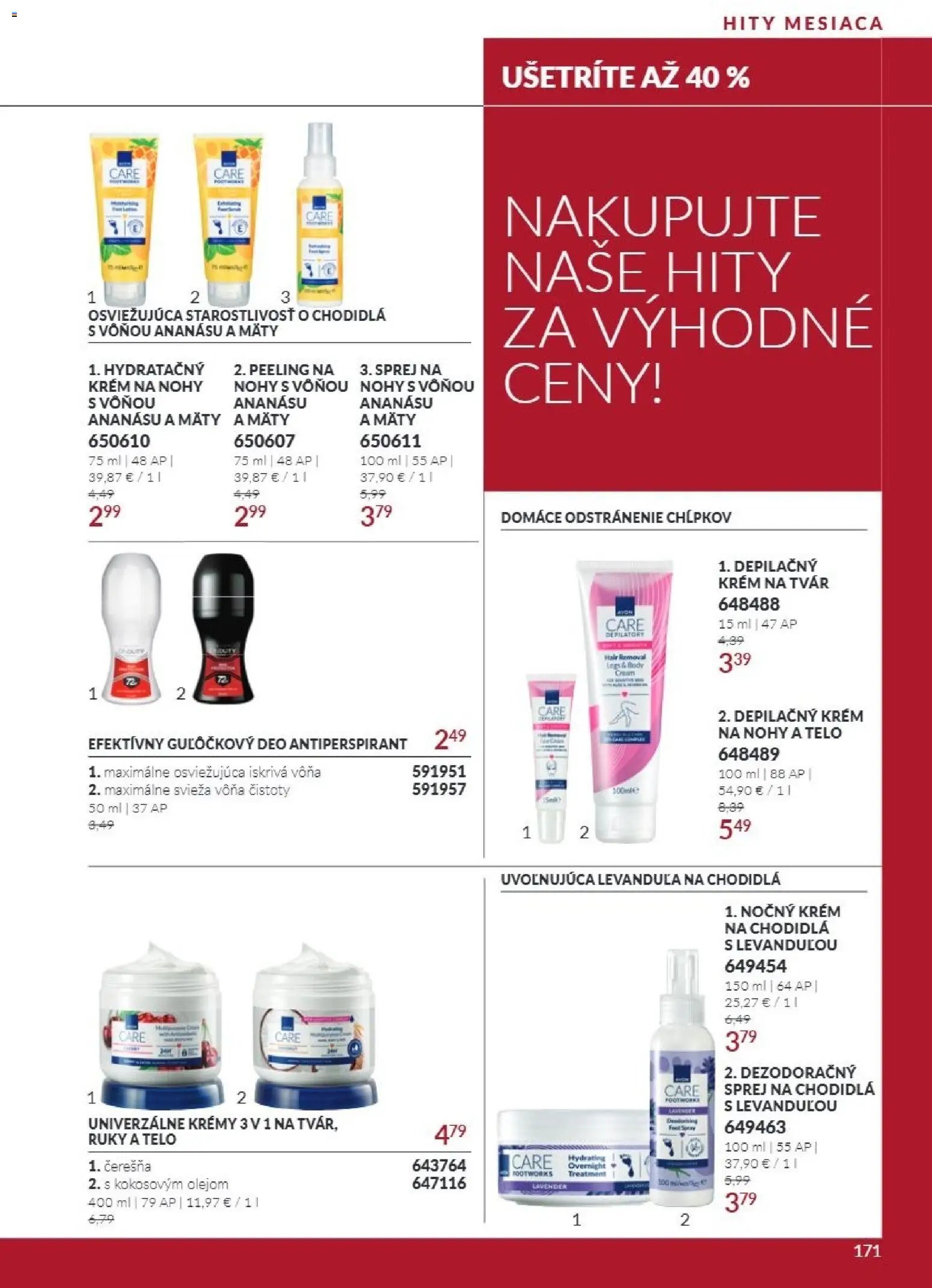 Náhľad Avon letáku platného od 01.10.2026 - Antiperspirant, Peeling, Krém, Depilačný krém