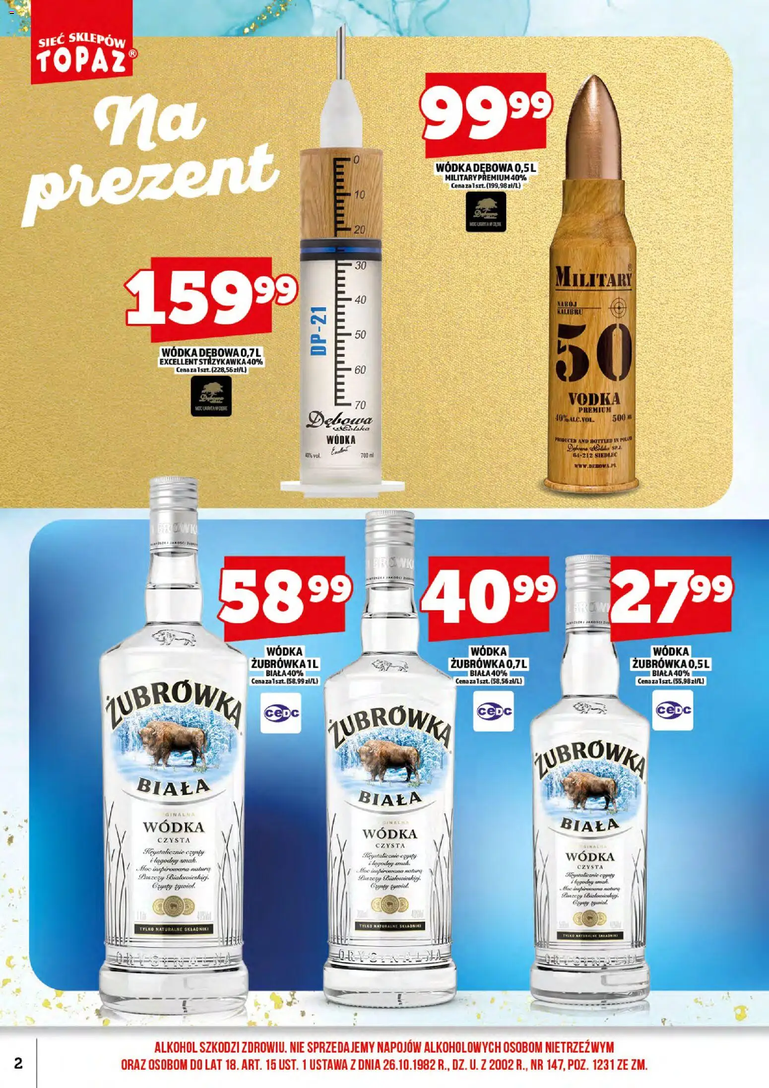 Pogląd gazetki "Topaz gazetka alkoholowa" ze sklepu Topaz ważnej od 16.09.2026