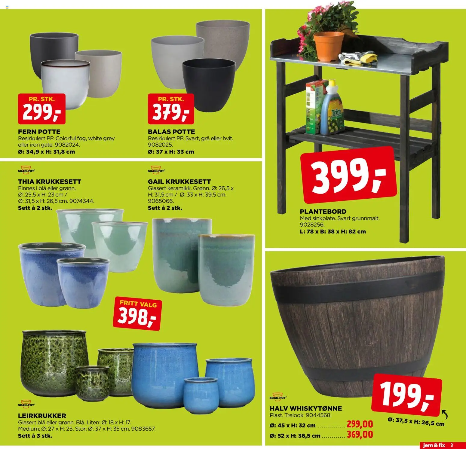 Forhåndsvis Jem & Fix kundeavis fra butikk Jem & Fix gyldig fra 04/04/2026 - Plantebord
