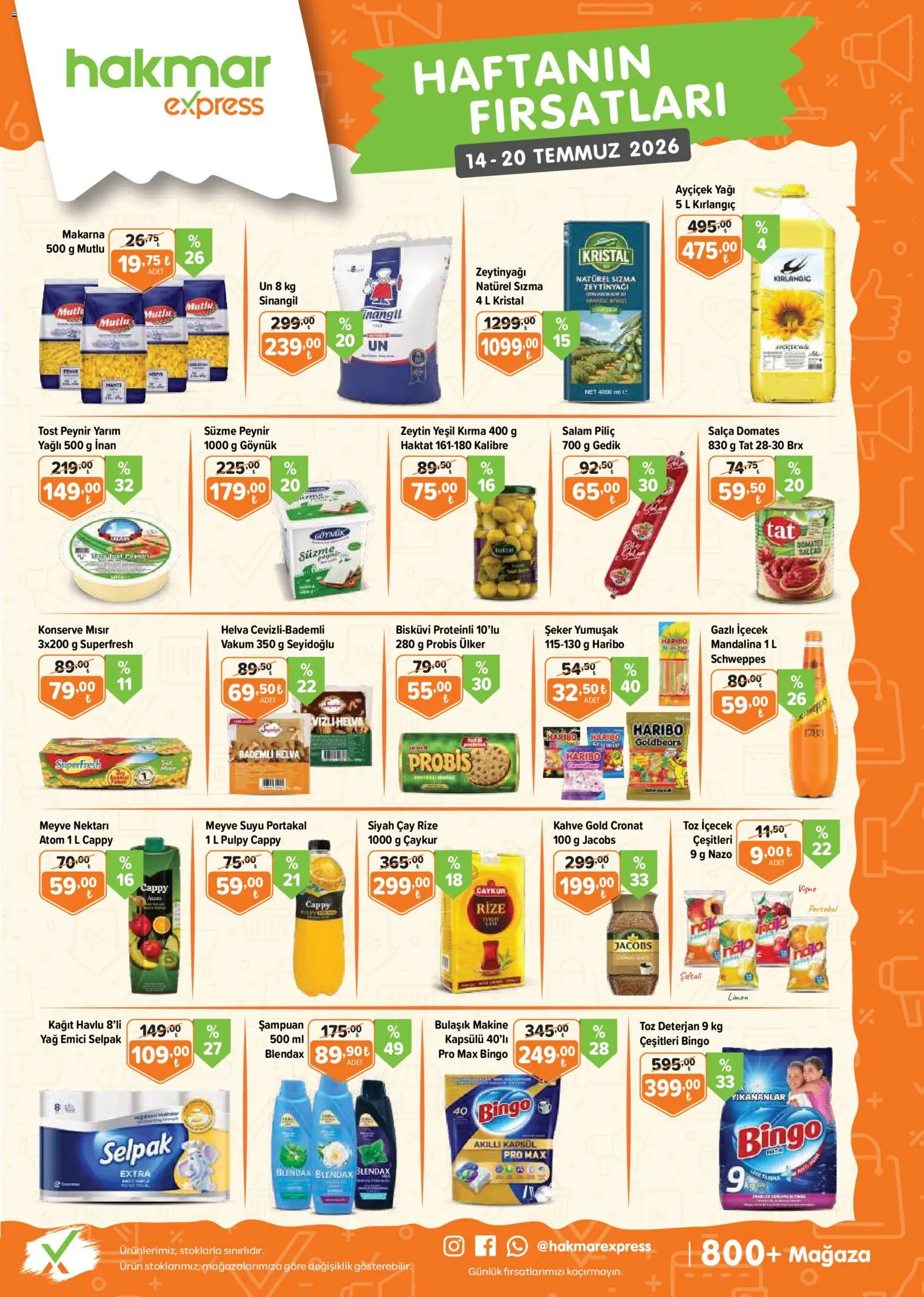Hakmar Express Hakmar Express Katalog 14.07.2026 - Broşürünün önizlemesi - Çay, Limon, Zeytin, Meyve, Bisküvi, Kağıt havlu, Süzme peynir, Piliç
