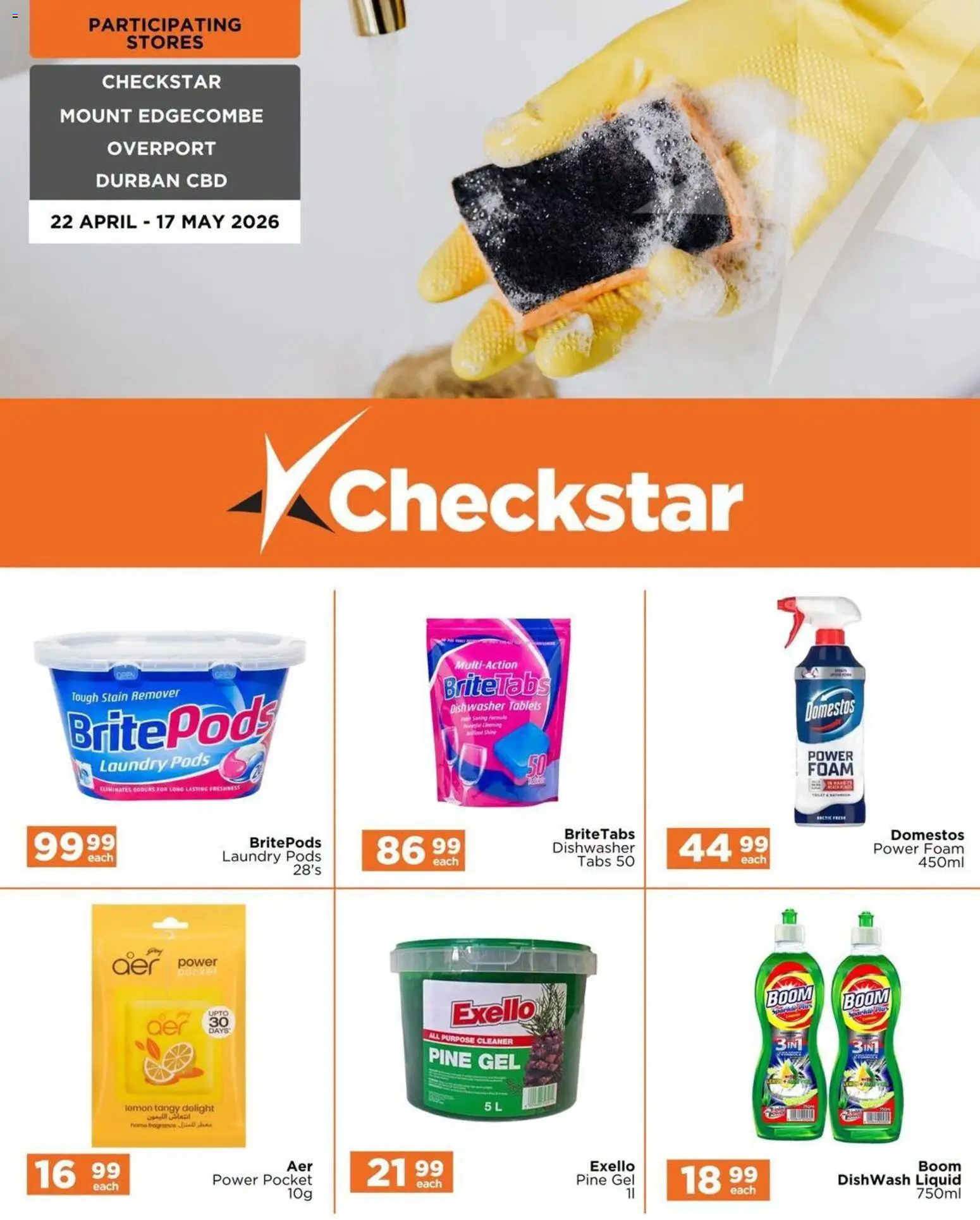 Preview of Check Star flyer valid from 22/04/2026 - Dishwasher, Lemon, Fragrance, Foam, Dishwasher tablets, Stain remover