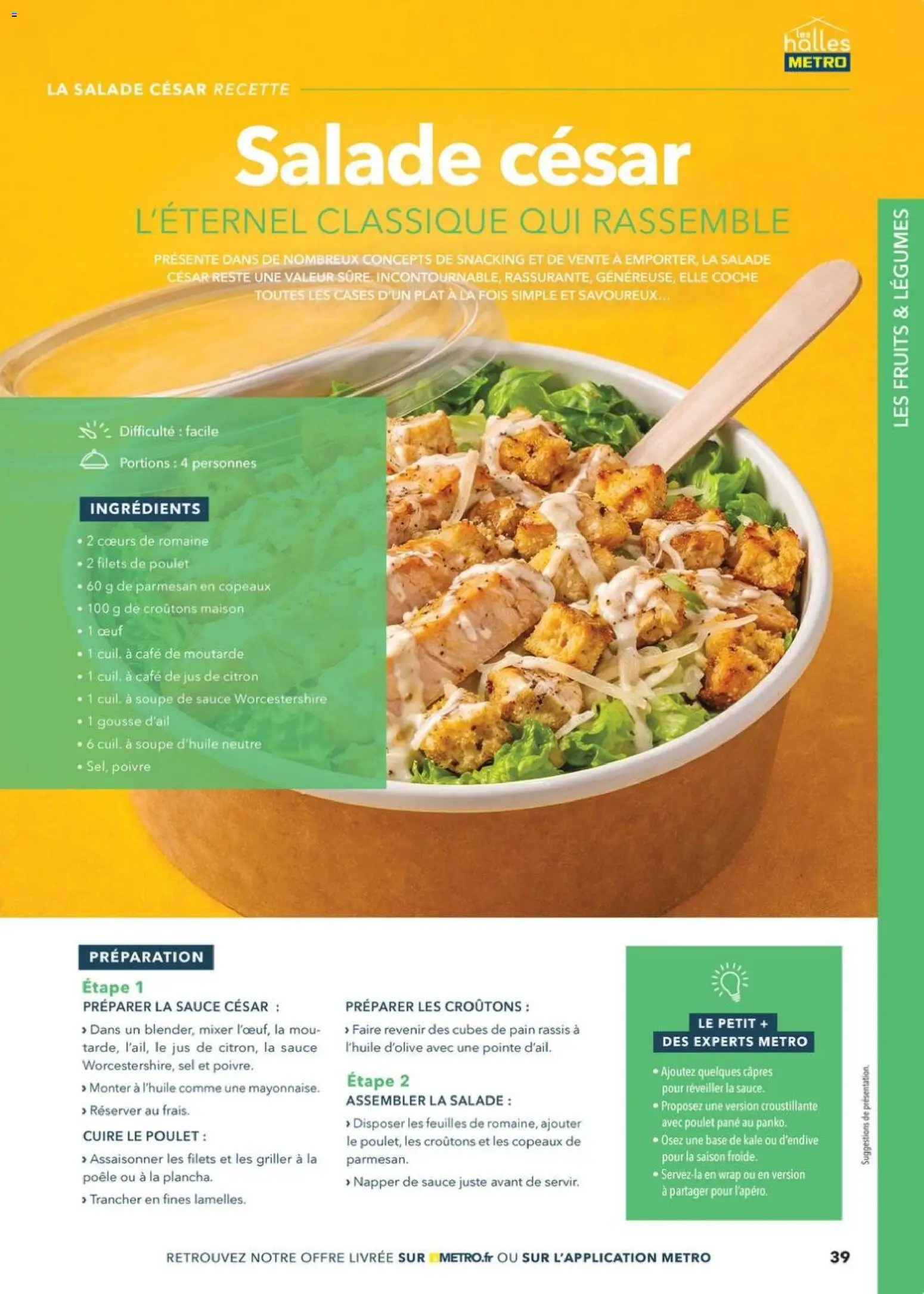 Prévisualisation de METRO - Restauration rapide du magasin METRO formulaire valide 14/04/2026 - Salade, Fruits, Parmesan, Poulet pané, Poivre, Moutarde, Mixer, Ingrédients