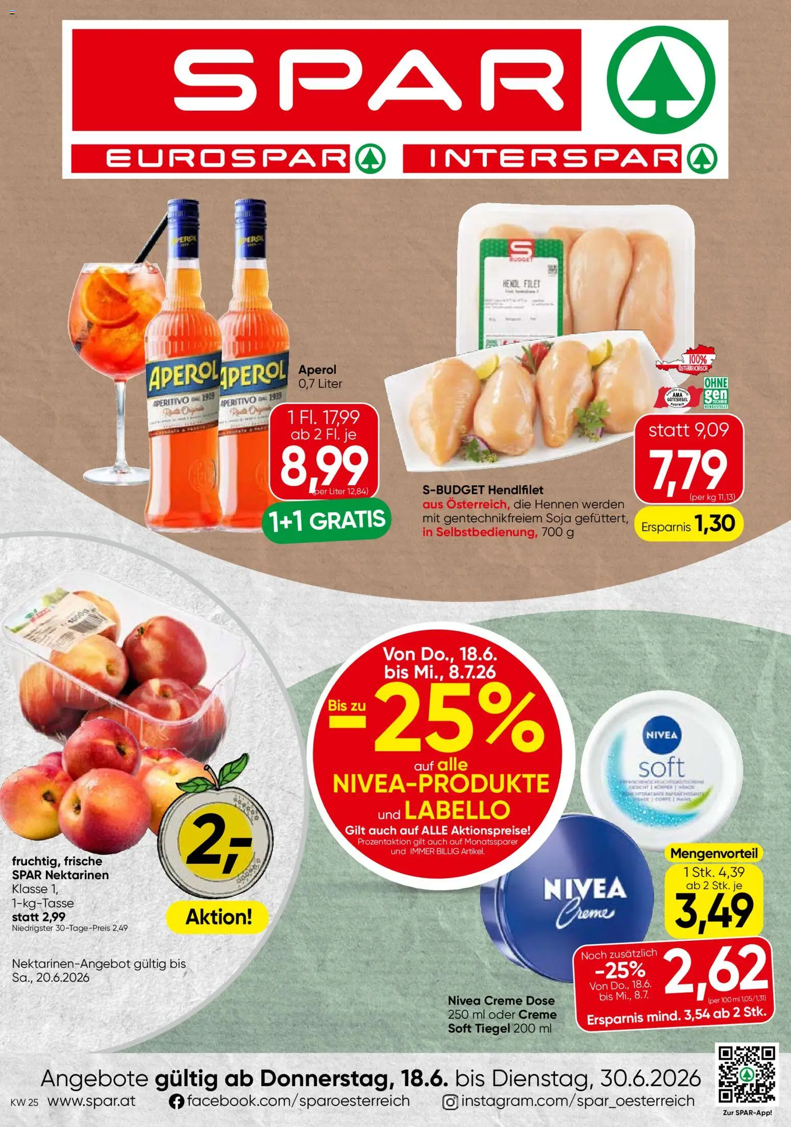 Vorschau der Angebote: Spar Spar Flugblatt - Kärnten gültig ab 18.06.2026 - Aperol, Creme