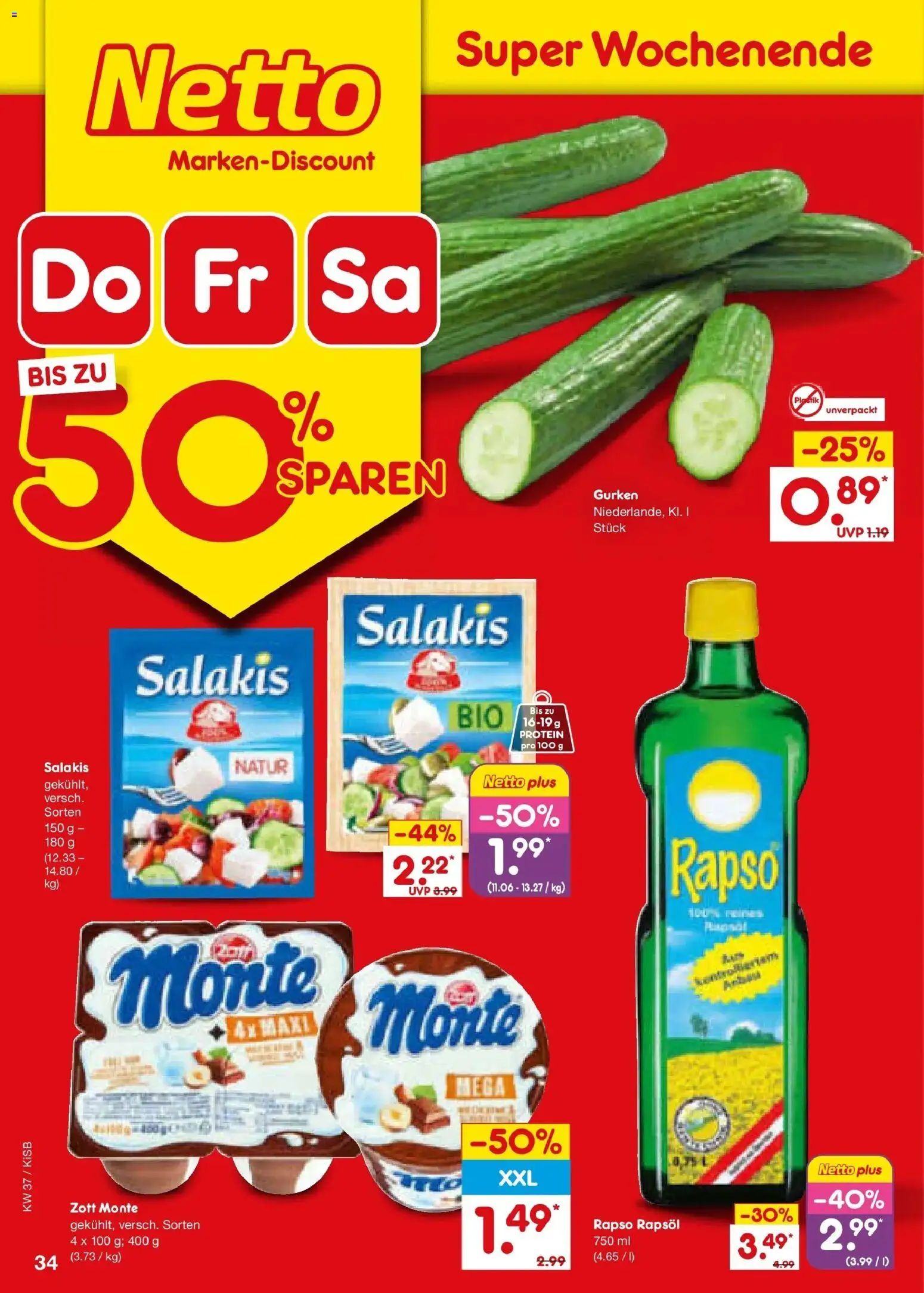 Vorschau von dem Prospekt des Geschäftes Netto Marken-Discount, gültig ab dem 07.09.2026 - Gurken, Rapsöl, Salakis, Rapso rapsol