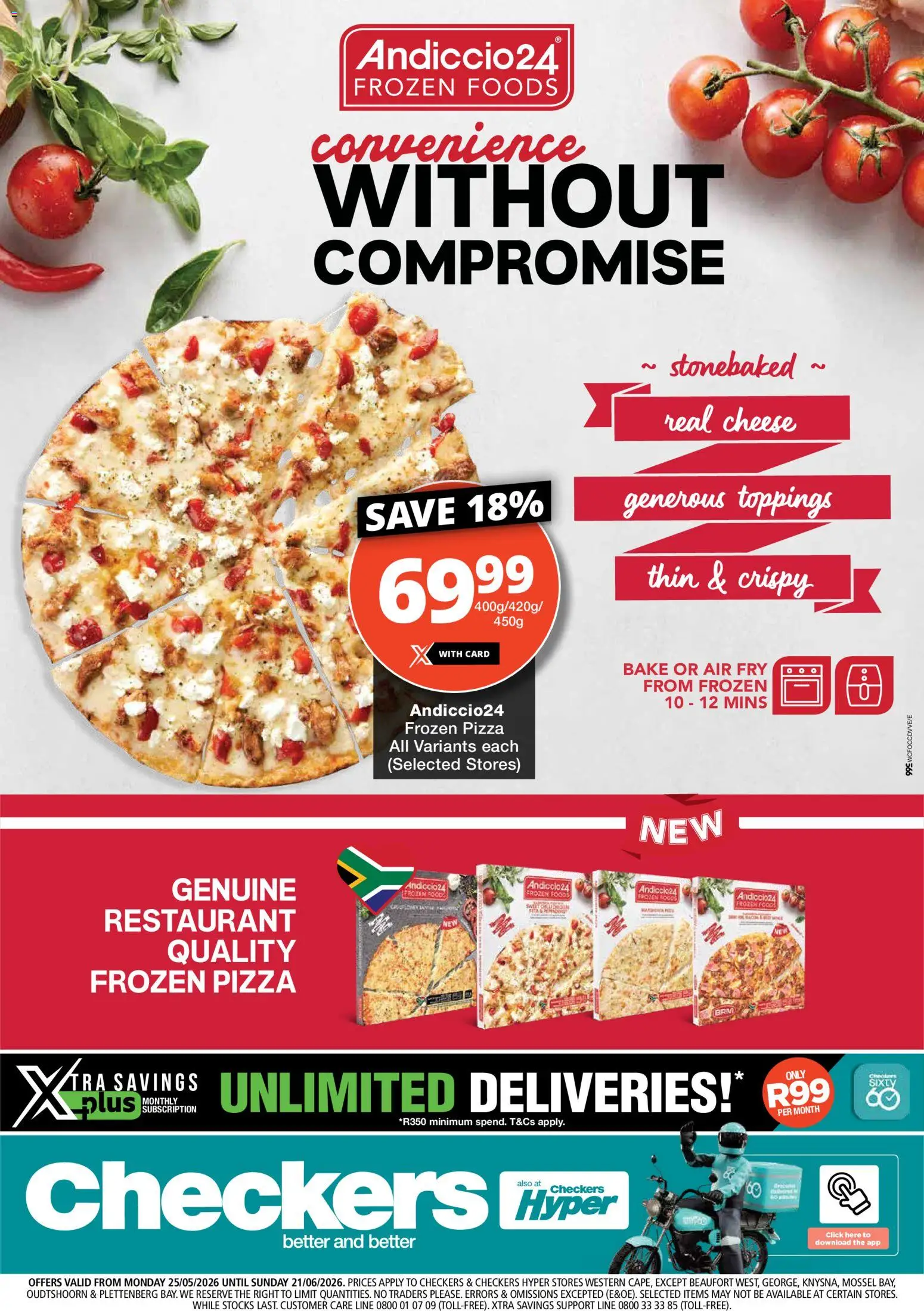 Preview of Checkers flyer valid from 25/05/2026 - Pizza, Cheese, Frozen pizza