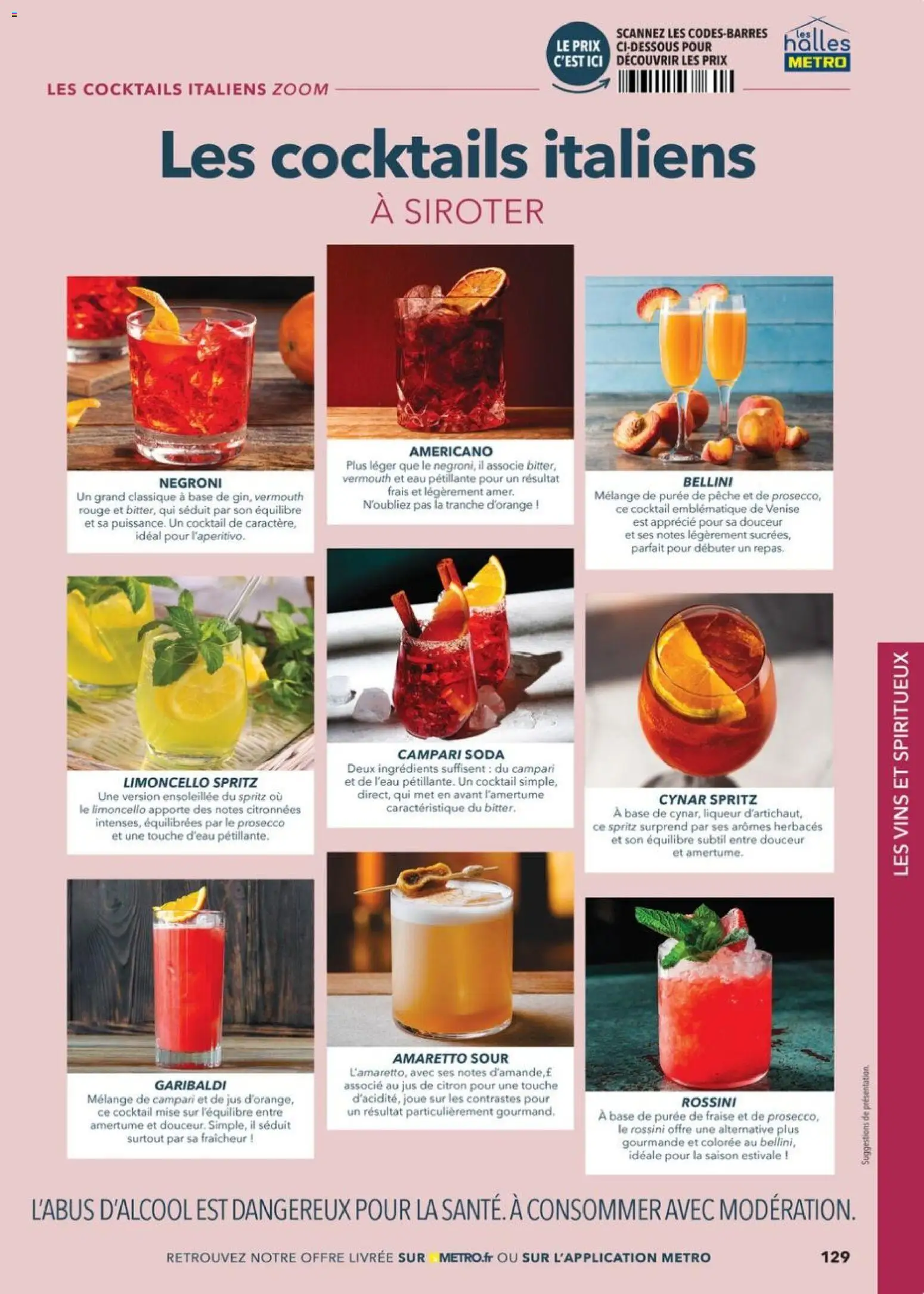 Prévisualisation de METRO - Guide Italie du magasin METRO formulaire valide 28/05/2026 - Cocktails, Pêche, Prosecco, Amaretto, Soda, Jus de citron, Liqueur, Eau pétillante
