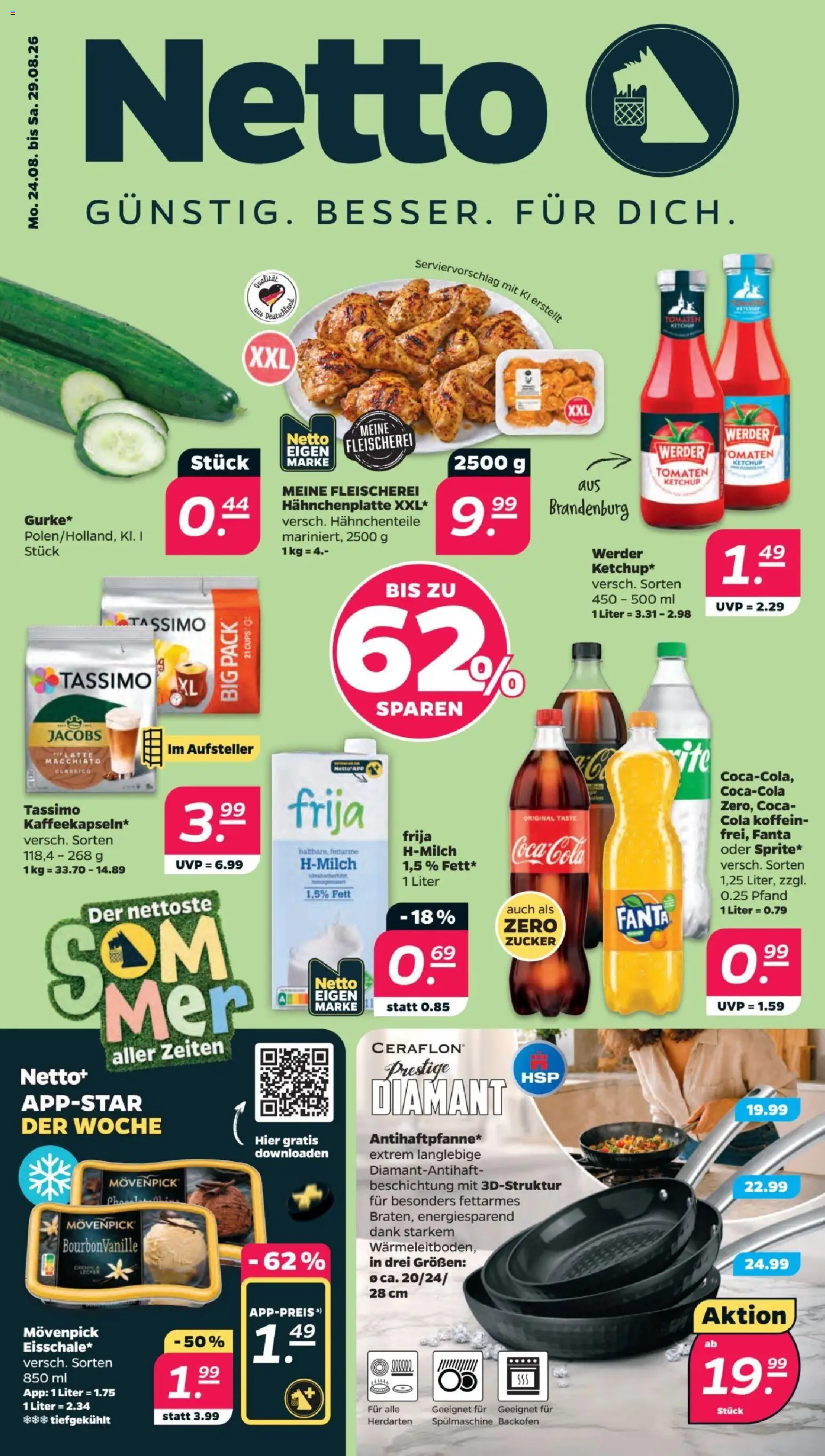 Vorschau von dem Prospekt des Geschäftes Netto, gültig ab dem 23.08.2026 - Cola, Backofen, Tassimo, Zucker, Fanta, Tomaten, Ketchup