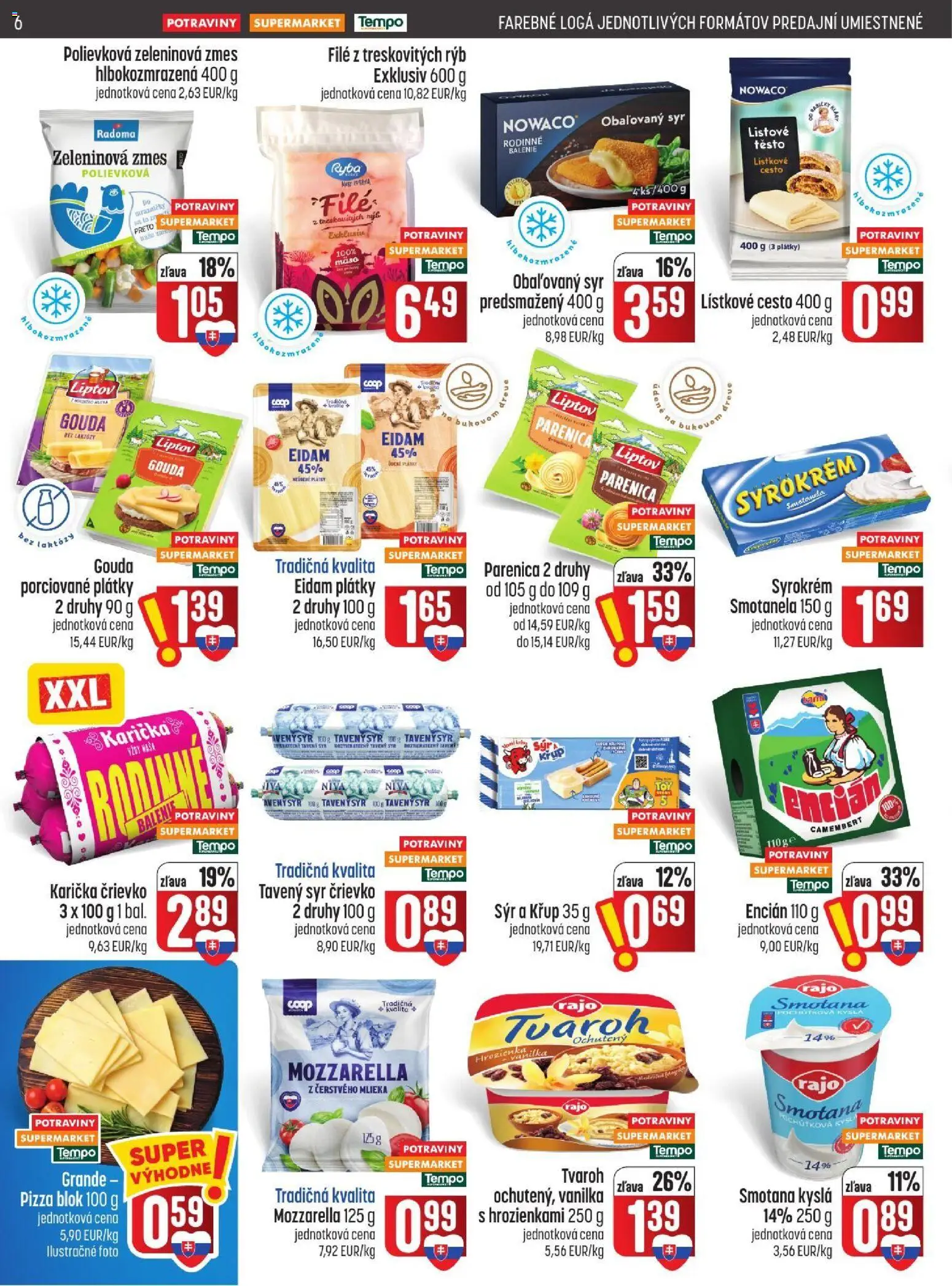 Náhľad COOP Jednota letáku platného od 22.10.2026 - Syr, Tvaroh, Lístkové cesto, Vanilka, Smotana, Gouda, Encián, Tavený syr