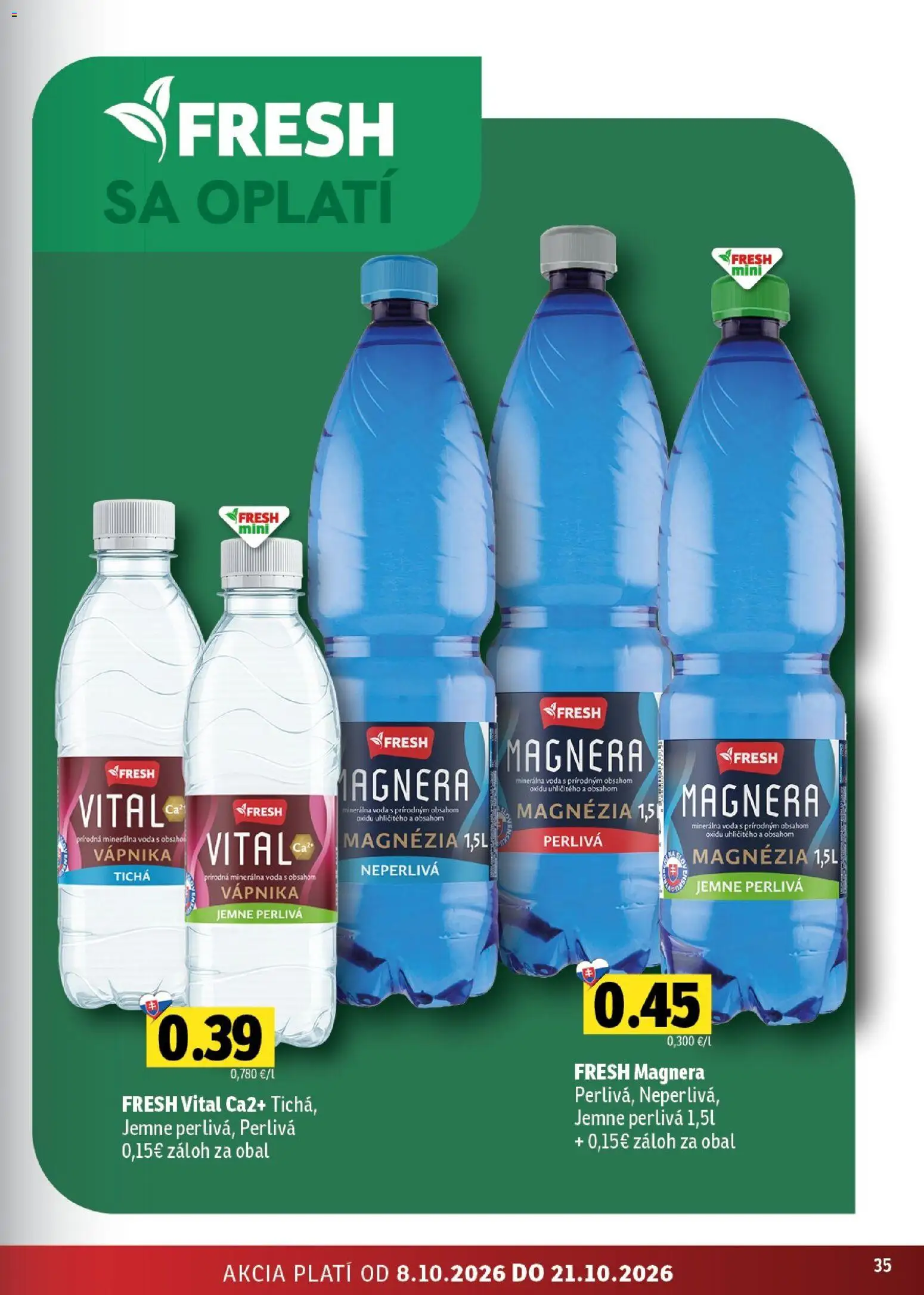 Náhľad Fresh letáku platného od 08.10.2026 - Voda, Minerálna voda