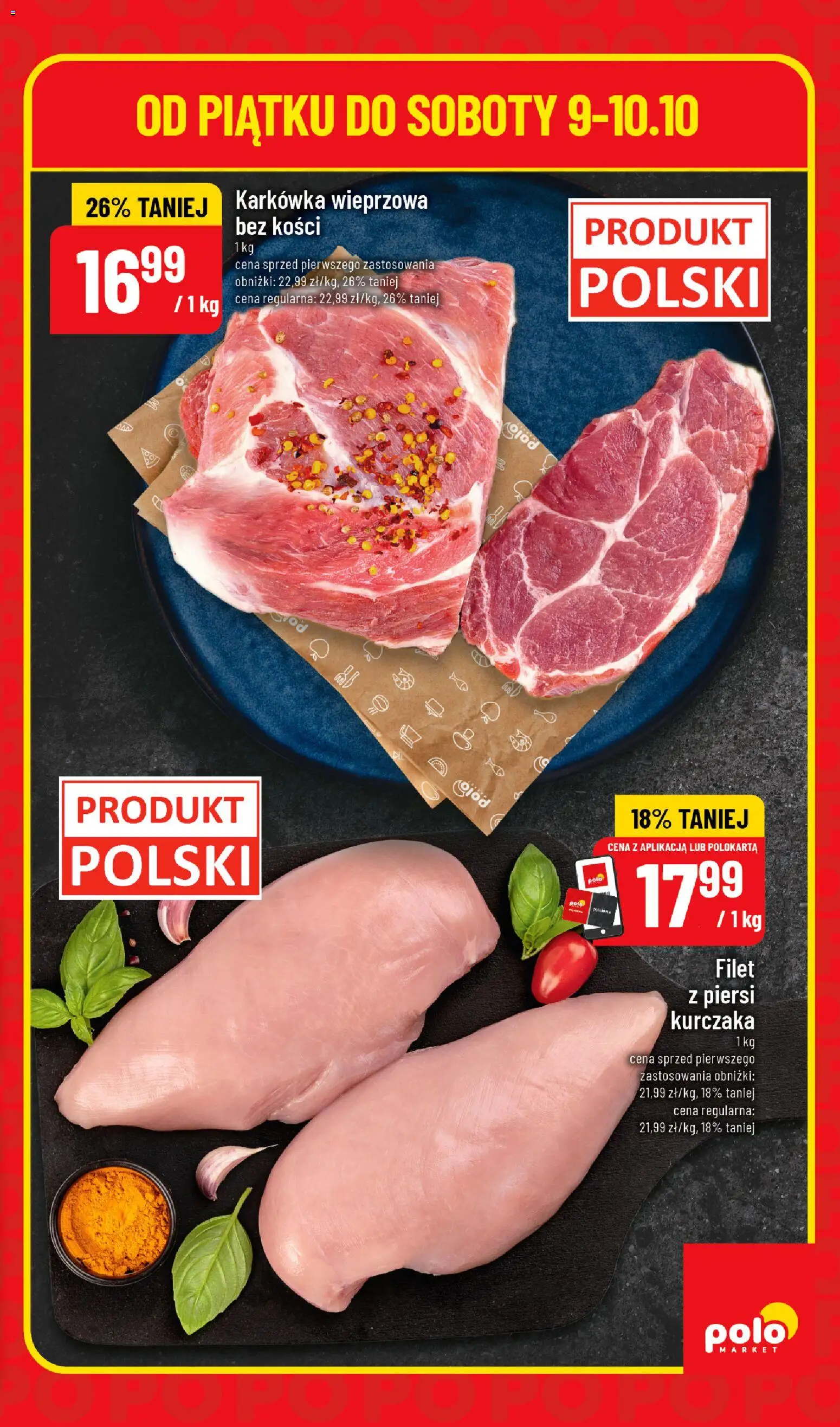 Pogląd gazetki "POLOmarket gazetka - Super Hity" ze sklepu POLOmarket ważnej od 08.10.2026 - Piersi, Karkówka, Filet, Filet z piersi kurczaka, Karkówka wieprzowa