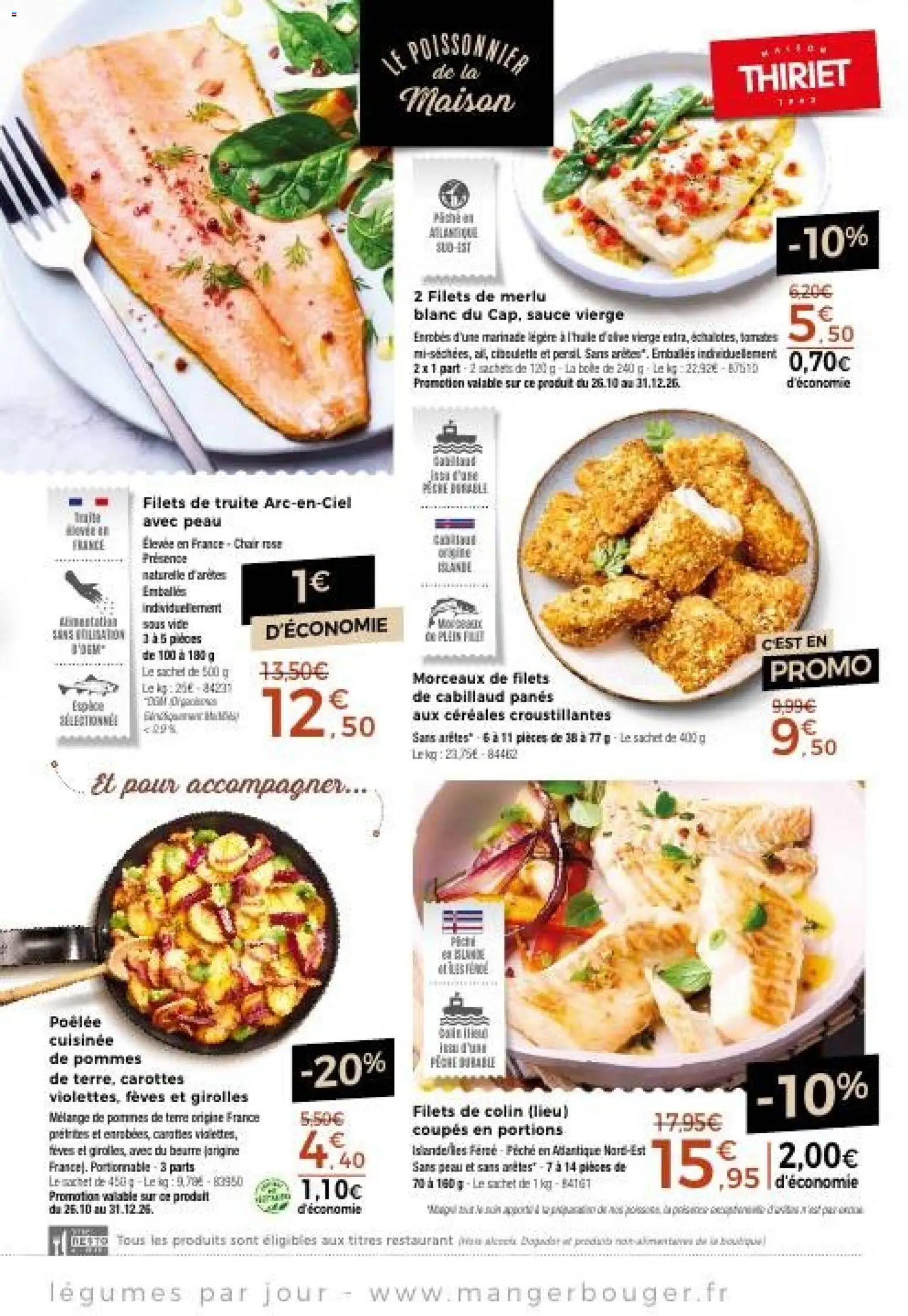Prévisualisation de Thiriet catalogue du magasin Thiriet formulaire valide 26/10/2026 - Pêche, Pommes de terre, Carottes, Persil, Beurre, Truite, Céréales, Pommes