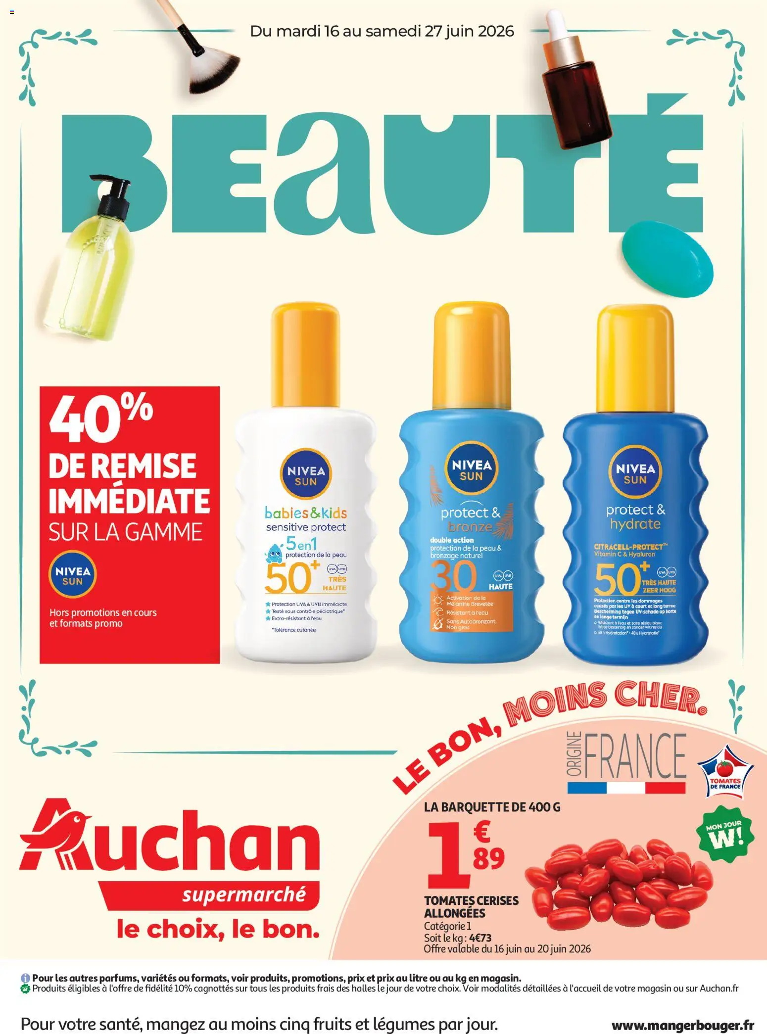 Voorbeeld van Auchan Beauté, Halles, supers van winkel Auchan geldig vanaf 16/06/2026